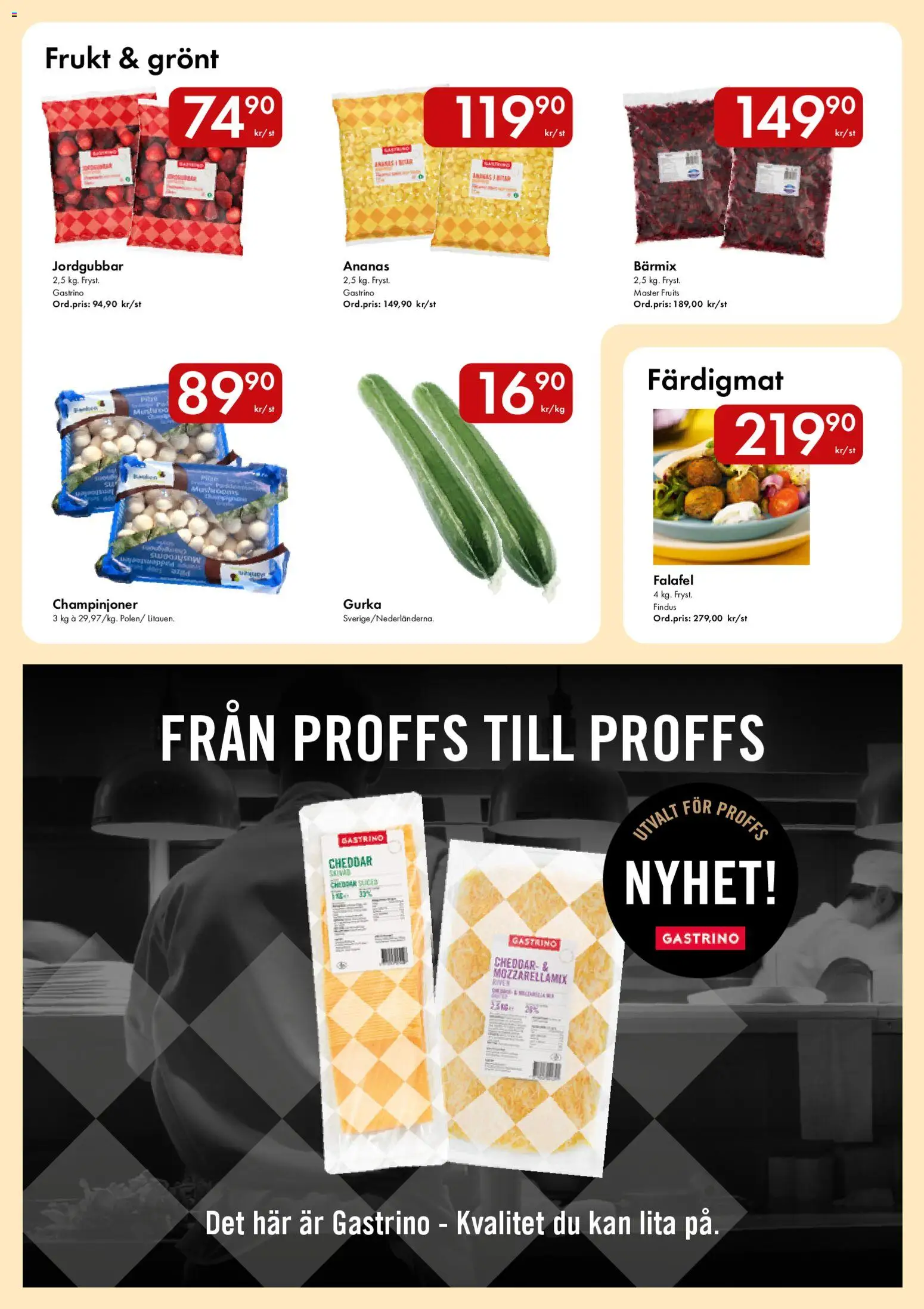 Snabbgross reklamblad aktuell från 20.04.2026 | Sida: 10 | Produkter: Champinjoner, Falafel, Ananas, Gurka
