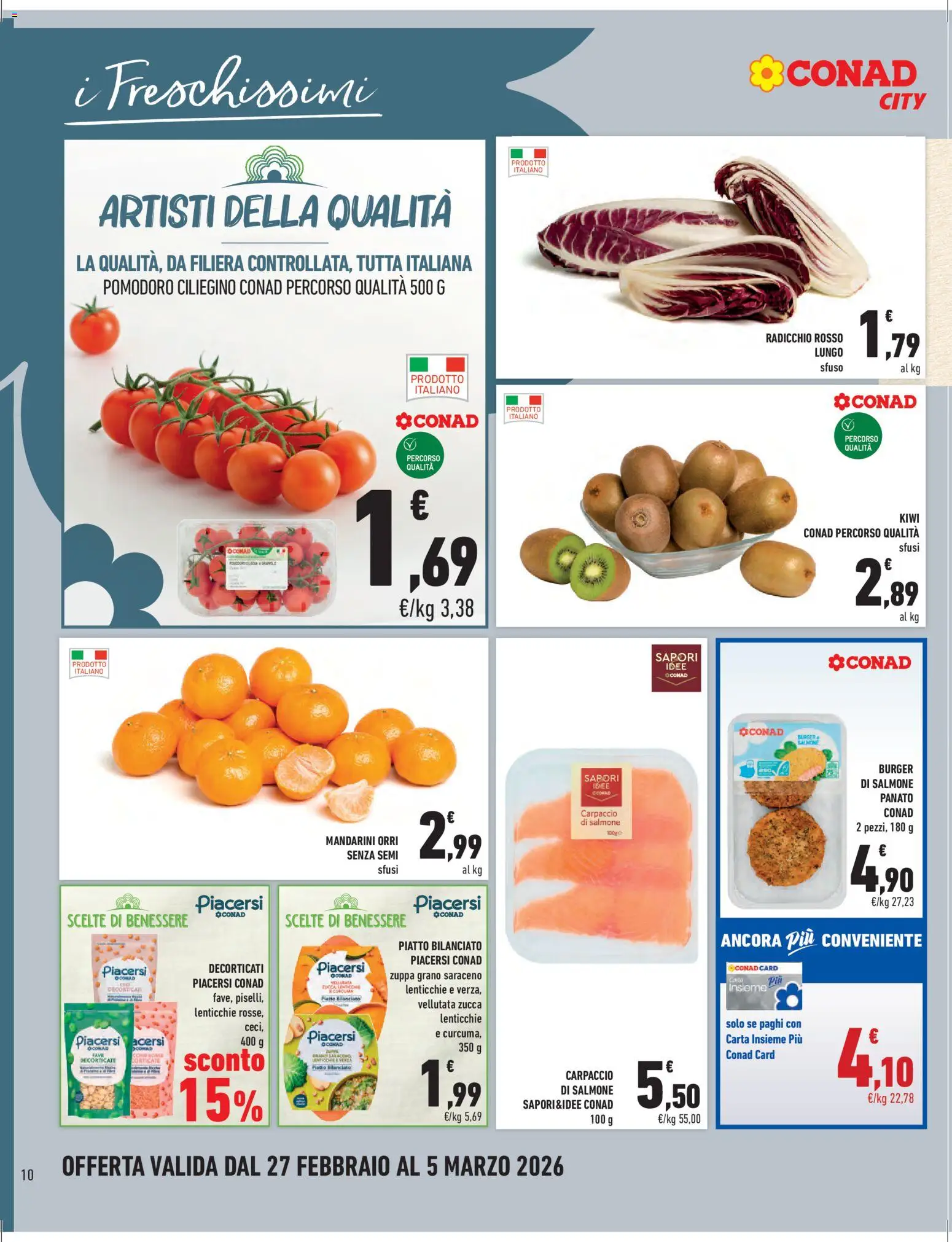 Volantino Conad del 27.02.2026 | Pagina: 10 | Prodotti: Kiwi, Lenticchie, Pomodoro, Piatto
