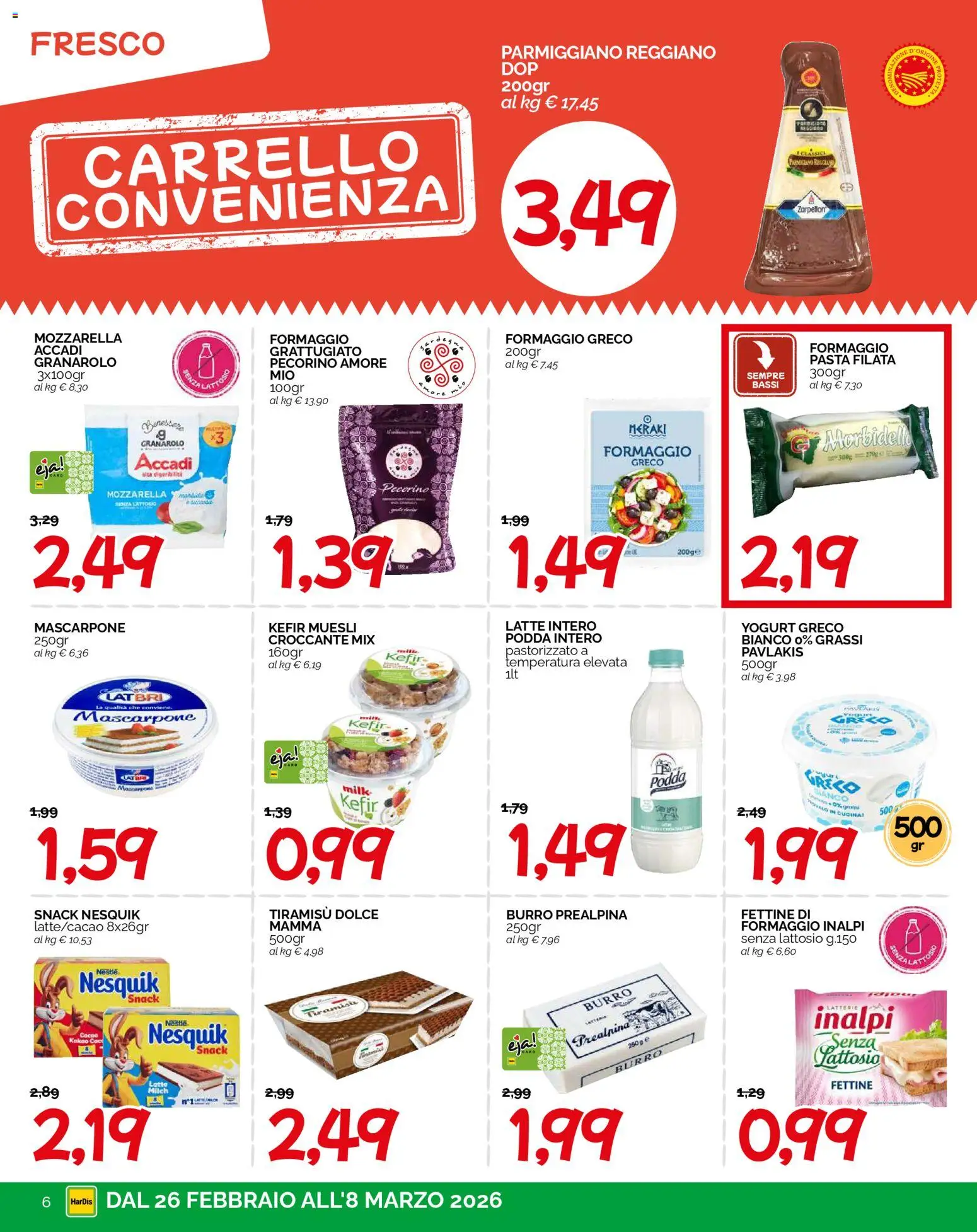 Volantino HarDis del 26.02.2026 | Pagina: 6 | Prodotti: Muesli, Yogurt, Carrello, Mascarpone