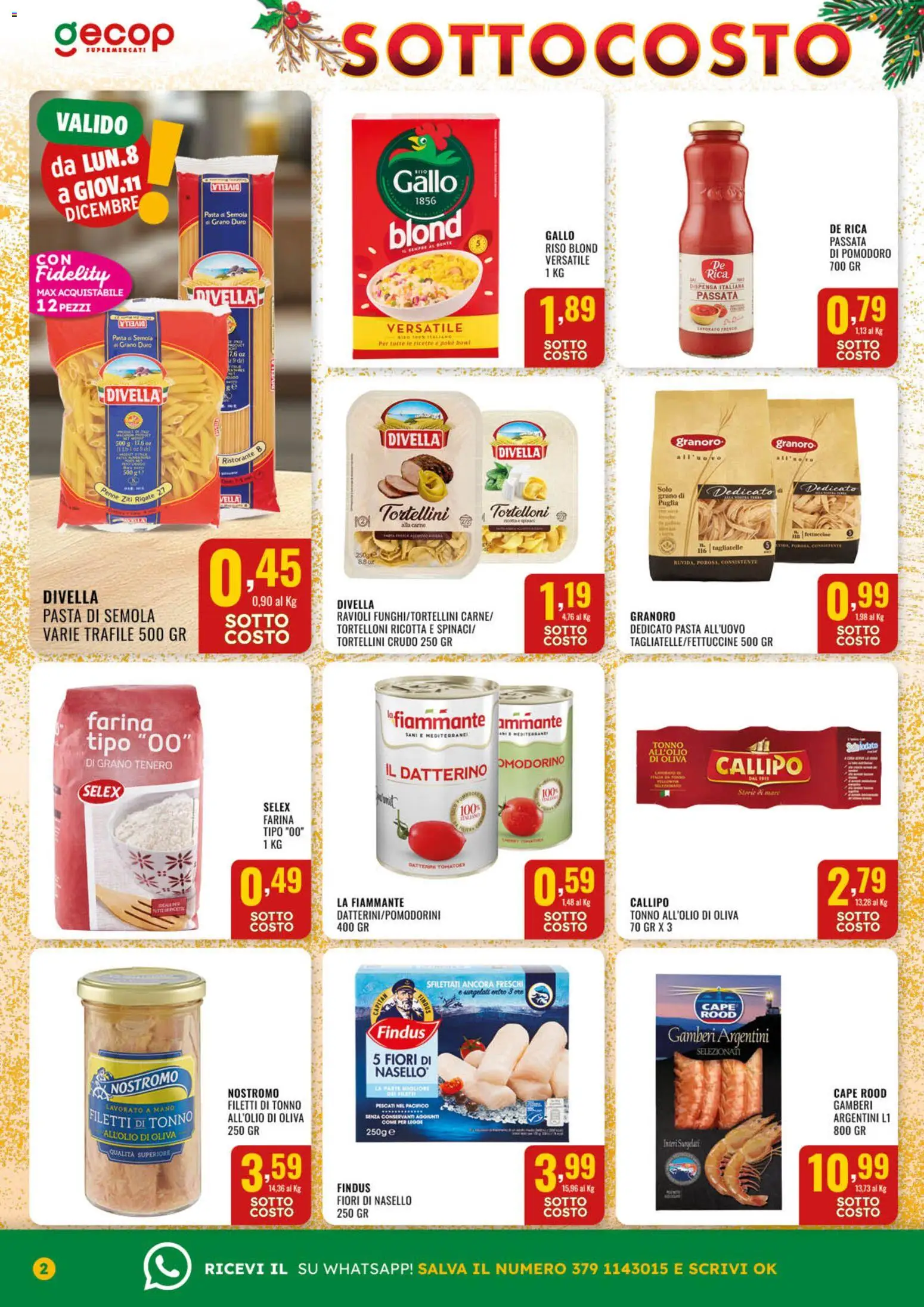 Volantino GECOP del 01.12.2025 | Pagina: 2 | Prodotti: Passata di pomodoro, Ricotta, Tortelloni, Penne