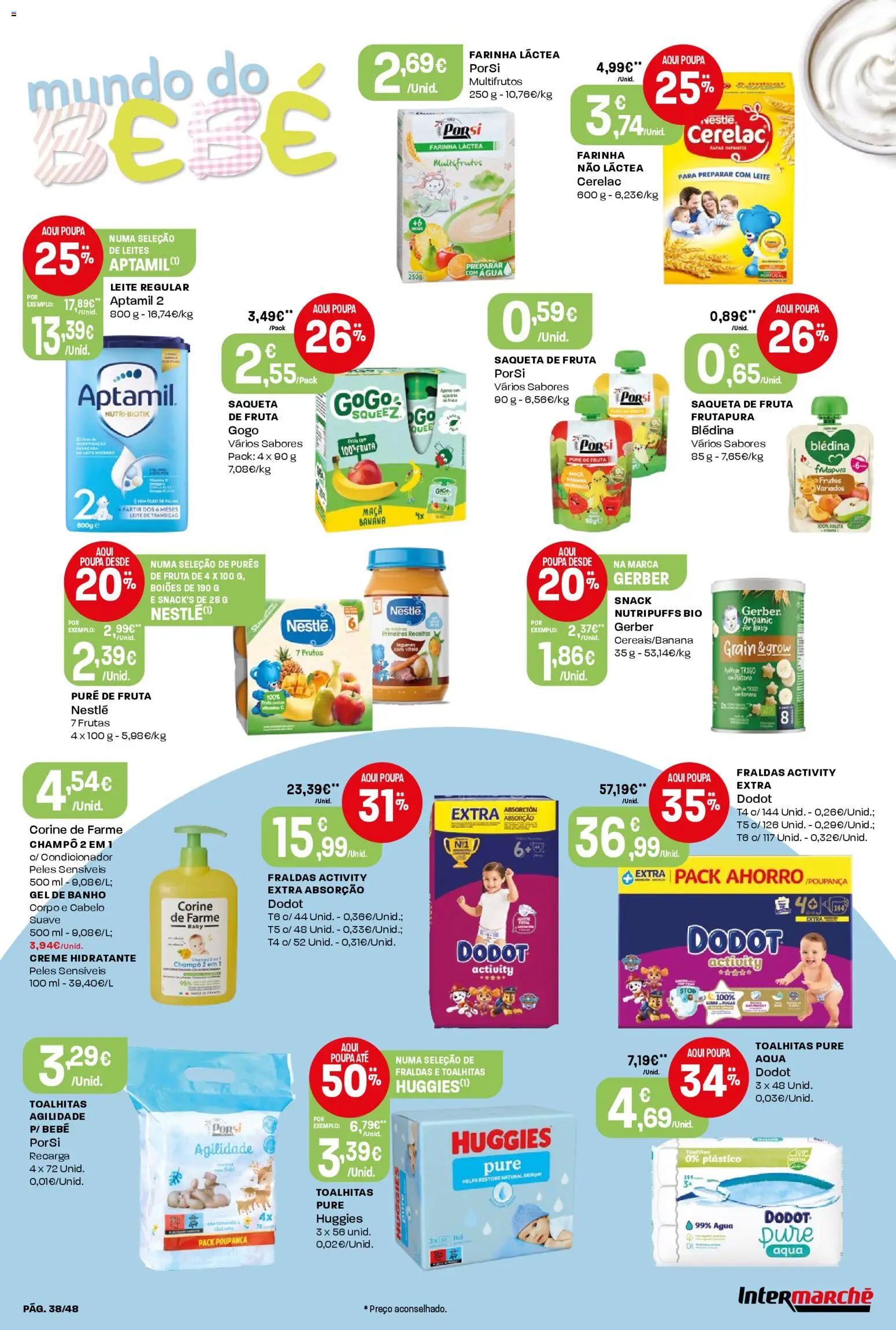 Intermarché folheto │ válido de 19.03.2026 | Página: 38 | Produtos: Farinha láctea, Banana, Condicionador, Creme
