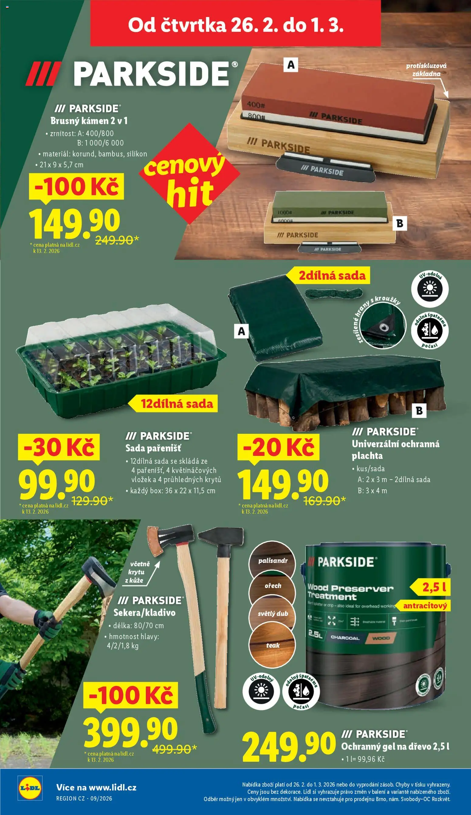 Lidl leták - Zahradní šuškanda od 24.02.2026 | Strana: 10 | Produkty: Box, Parkside, Ochranný gel na dřevo, Plachta