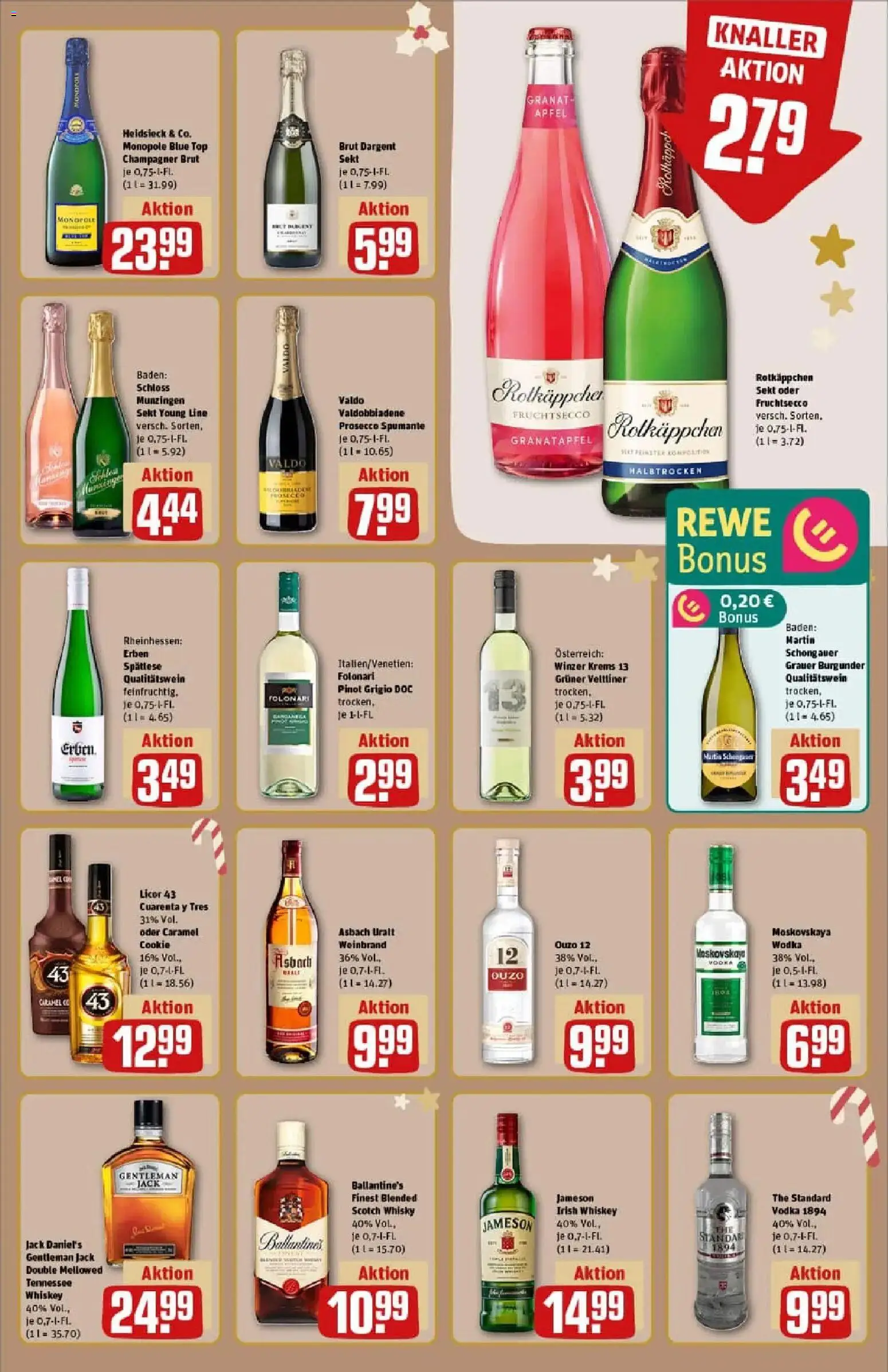 Rewe prospekt Fellbach / Schmiden	 – gültig ab 07.12.2025 | Seite: 15 | Produkte: Whisky, Prosecco, Brut dargent, Wodka