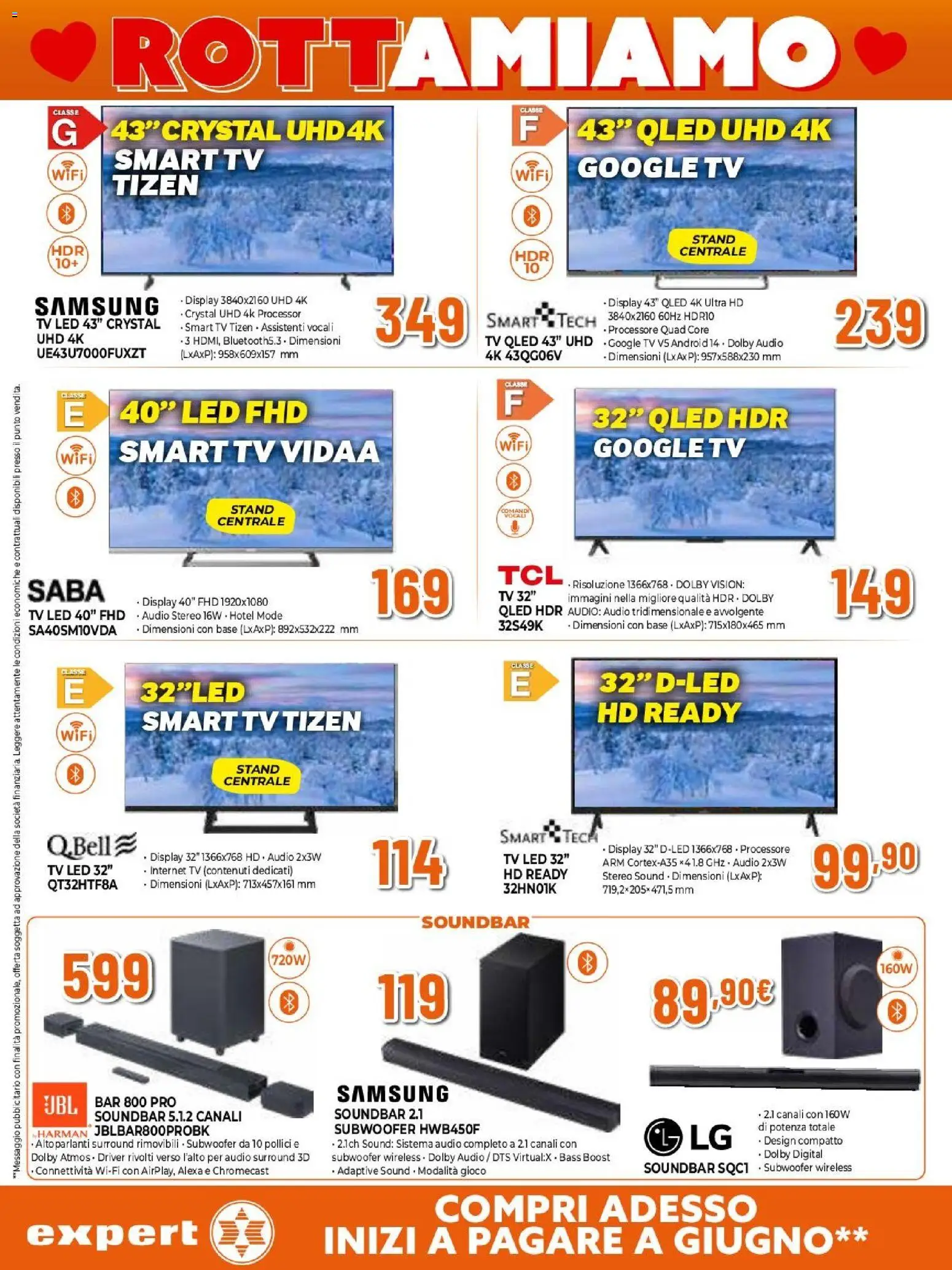 Volantino Expert del 29.01.2026 | Pagina: 13 | Prodotti: smart TV, Soundbar, TV, Audio
