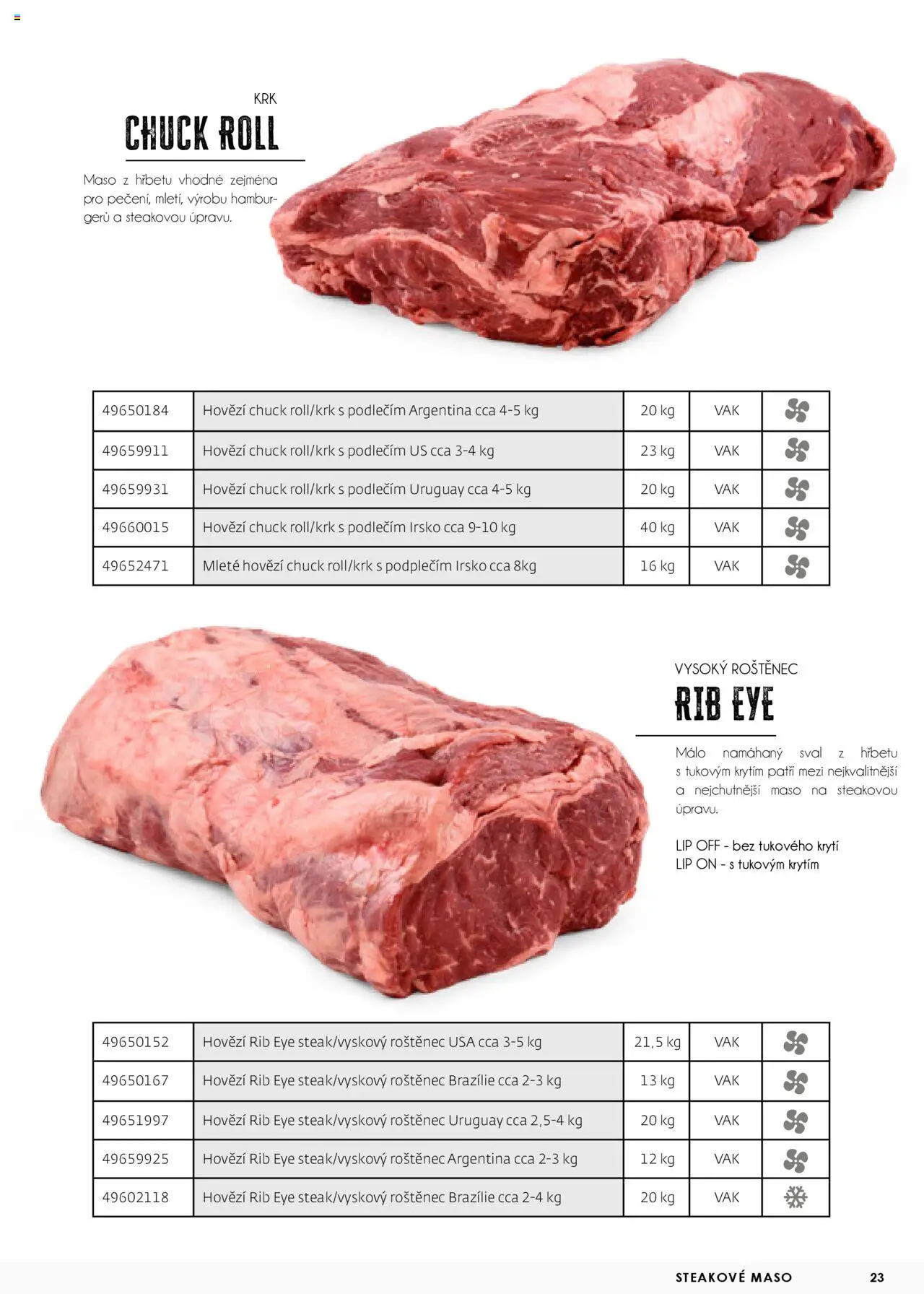 Jip katalalog - Maso 2025 od 01.01.2025 | Strana: 23 | Produkty: Hovězí, Maso
