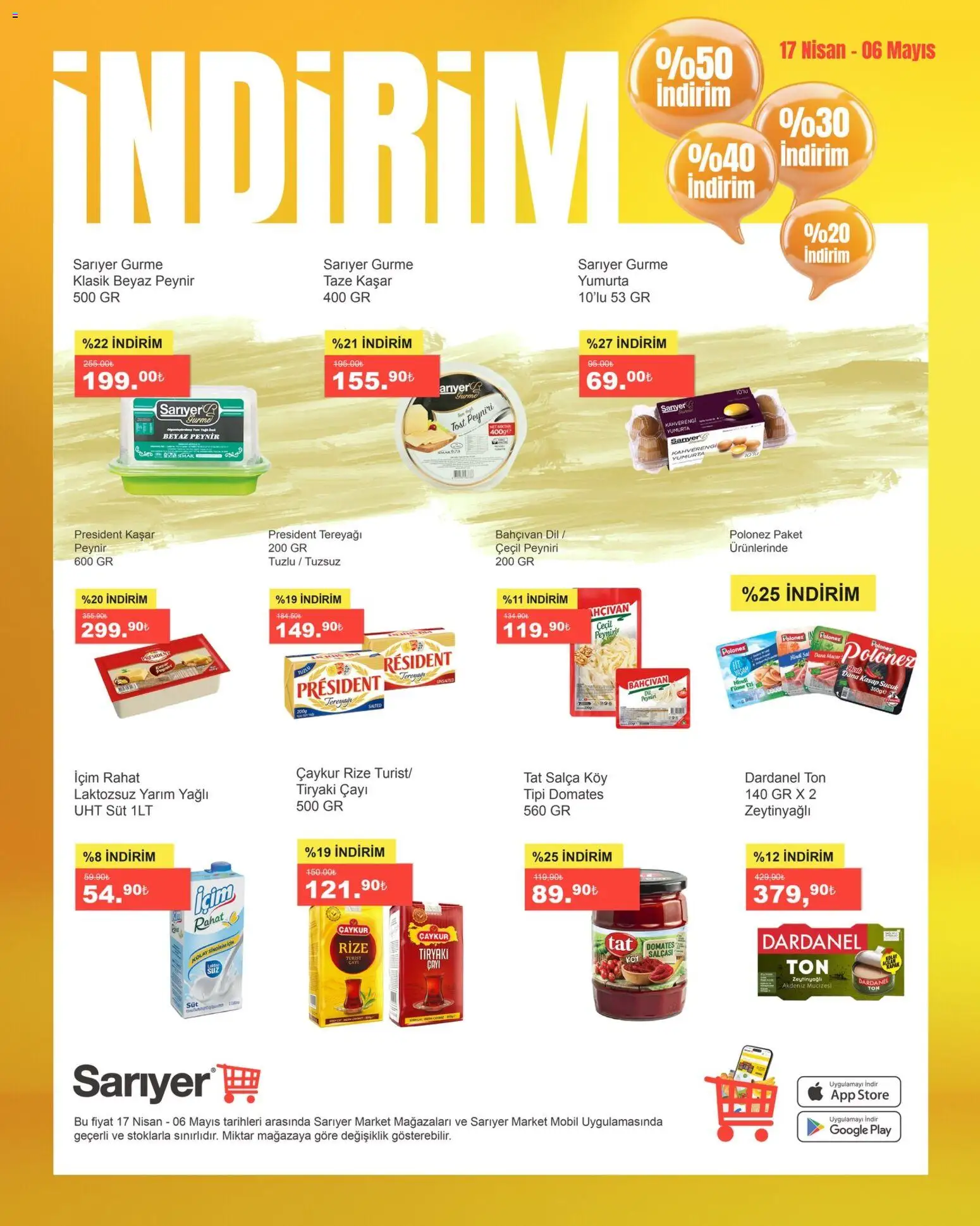 Sarıyer Katalog - 17.04.2026 tarihinden itibaren geçerlidir | Sayfa: 1 | Ürünler: Tereyağı, Peynir, Yumurta, Domates