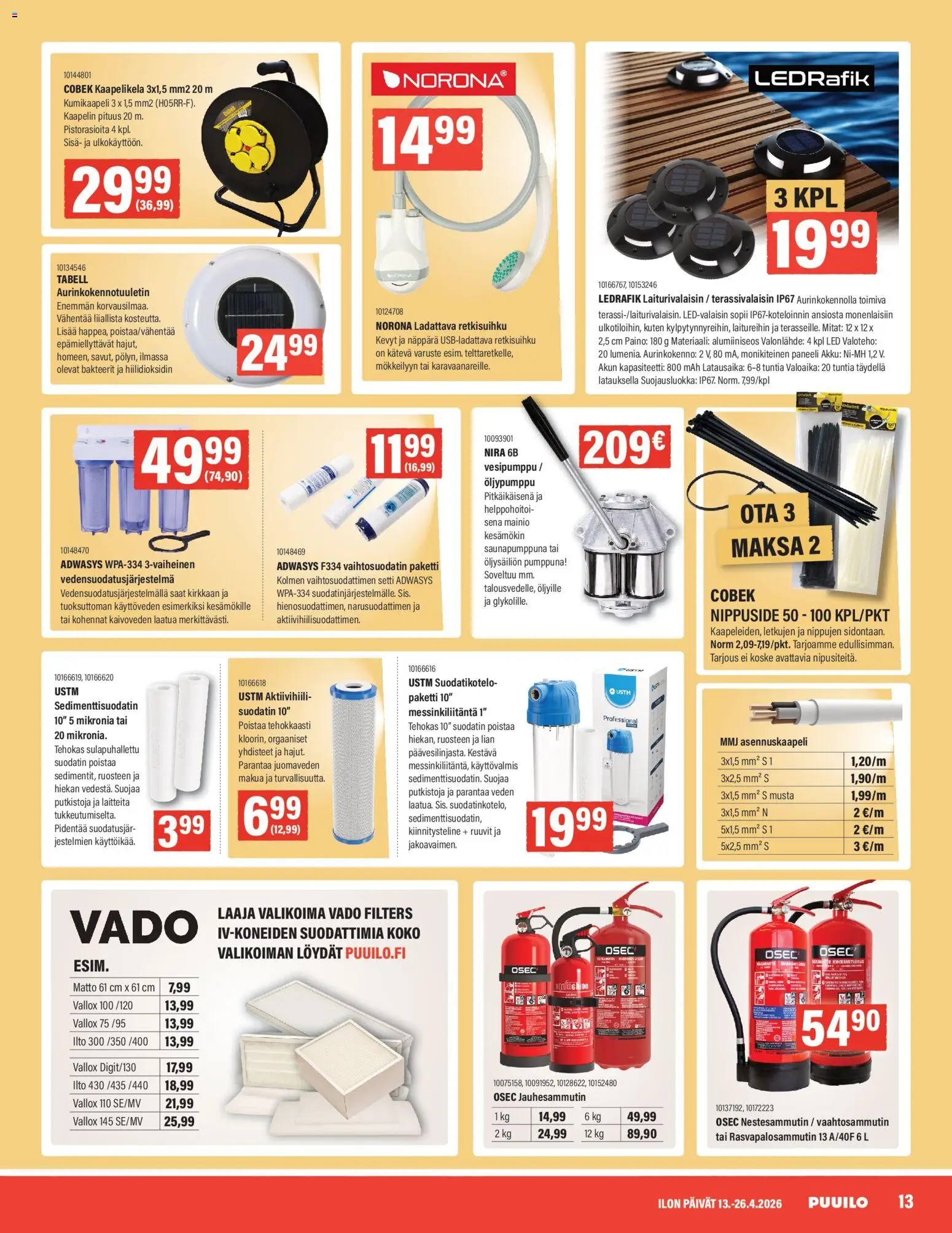 Puuilo tarjoukset – voimassa 13.04.2026 alkaen | Sivu: 13 | Tuotteet: Valonlähde, Ruuvit, Akku, Matto
