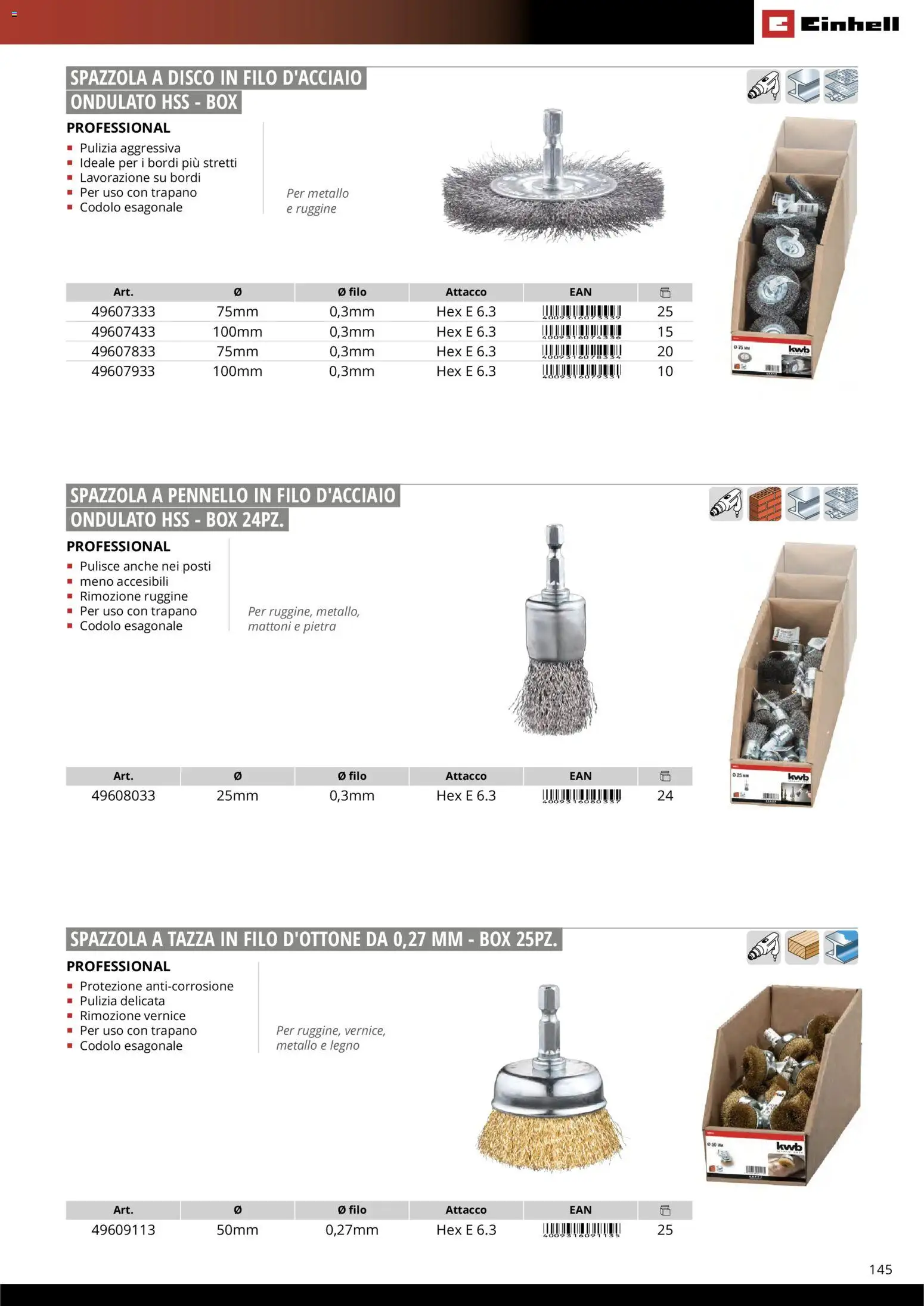 Volantino Einhell del 17.03.2026 | Pagina: 147 | Prodotti: Spazzola, Pennello, Trapano, Disco