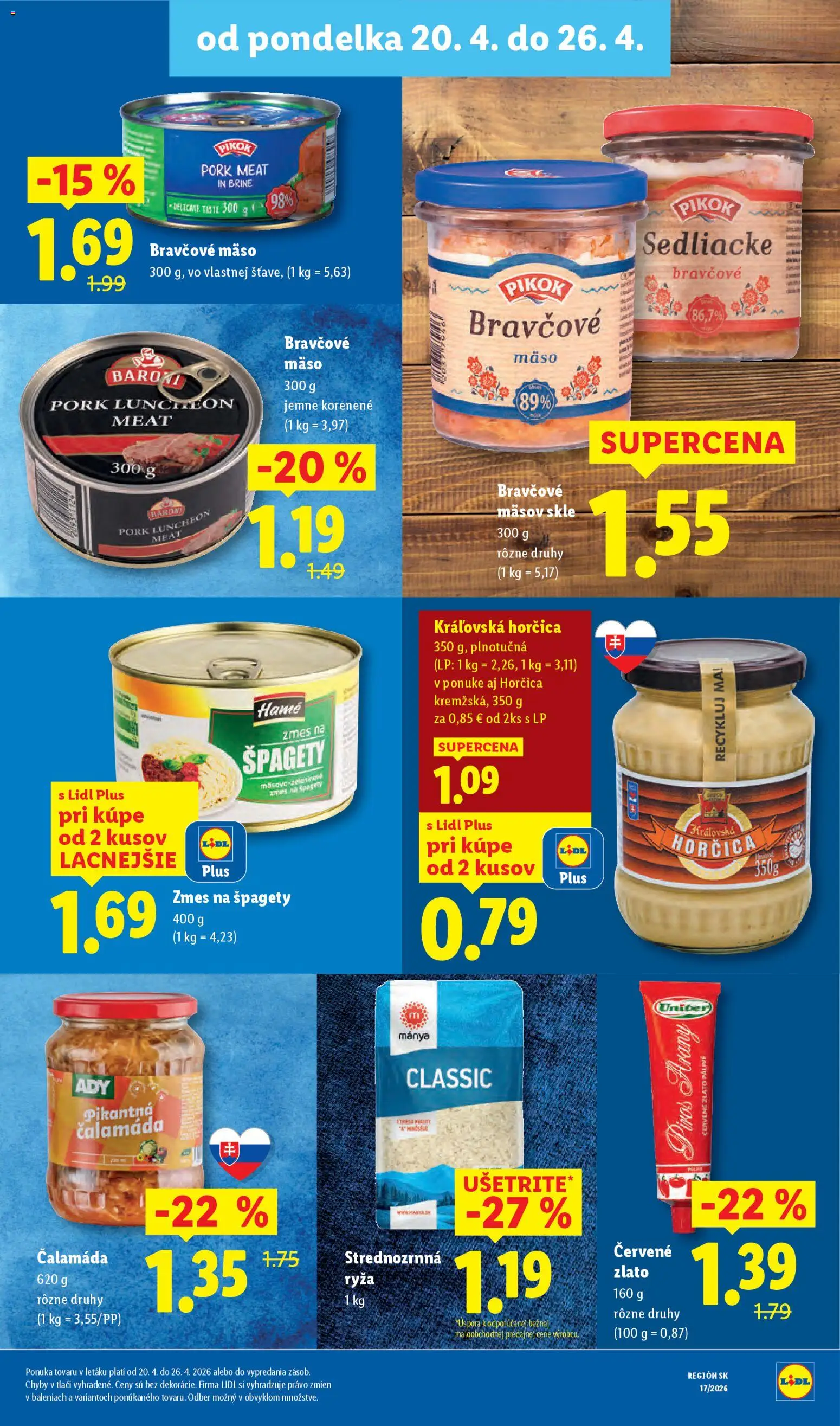 Nové Lidl akcie – leták je platný od 20.04.2026 | Strana: 30 | Produkty: Paprika, Ryža, Bravčové mäso, Špagety