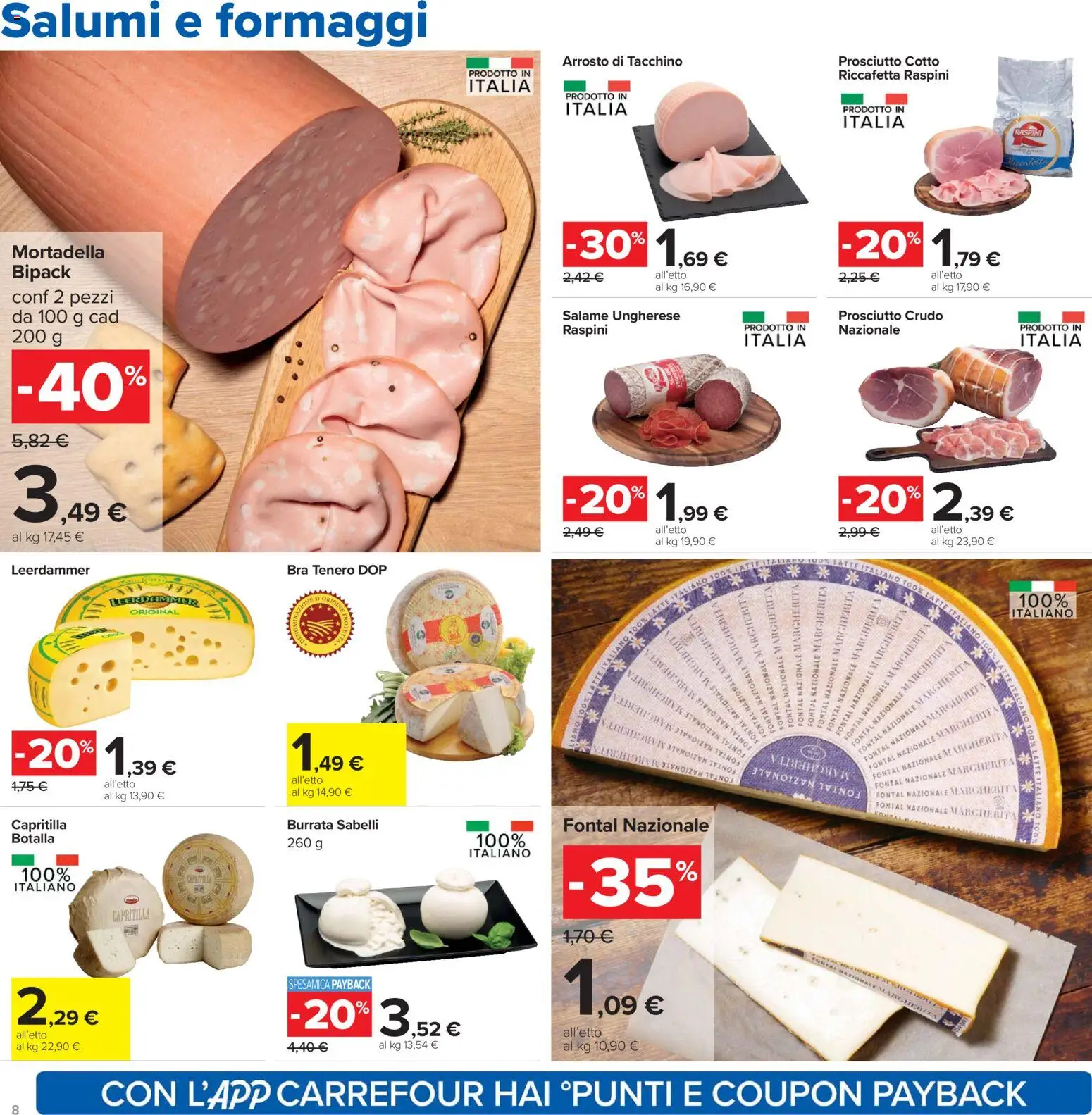 Volantino Carrefour del 02.01.2026 | Pagina: 8 | Prodotti: Prosciutto Cotto, Latte, Prosciutto, Burrata