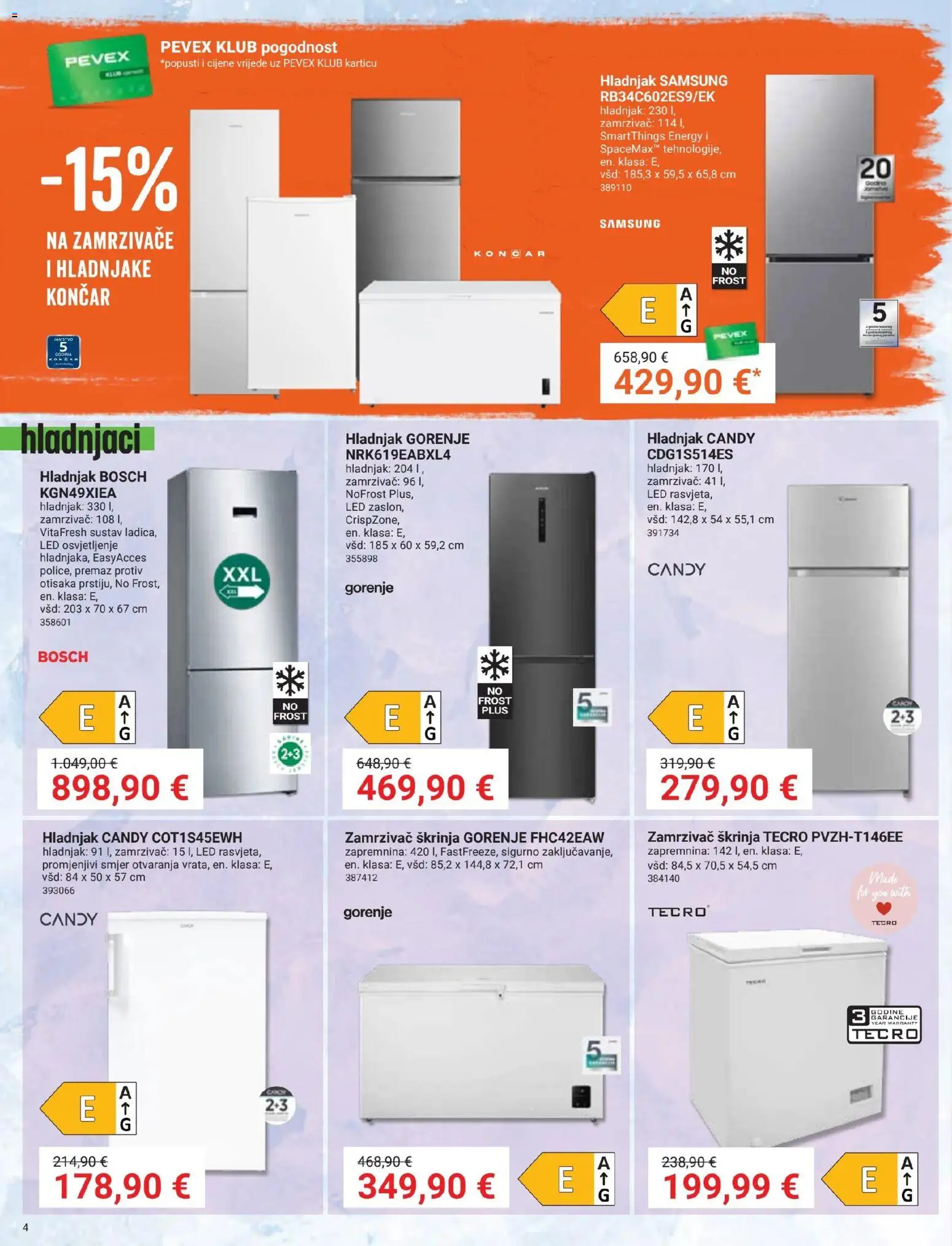 Pevex katalog | vrijedi od 23.10.2025 | Stranica: 4 | Proizvodi: Hladnjak, Zamrzivač