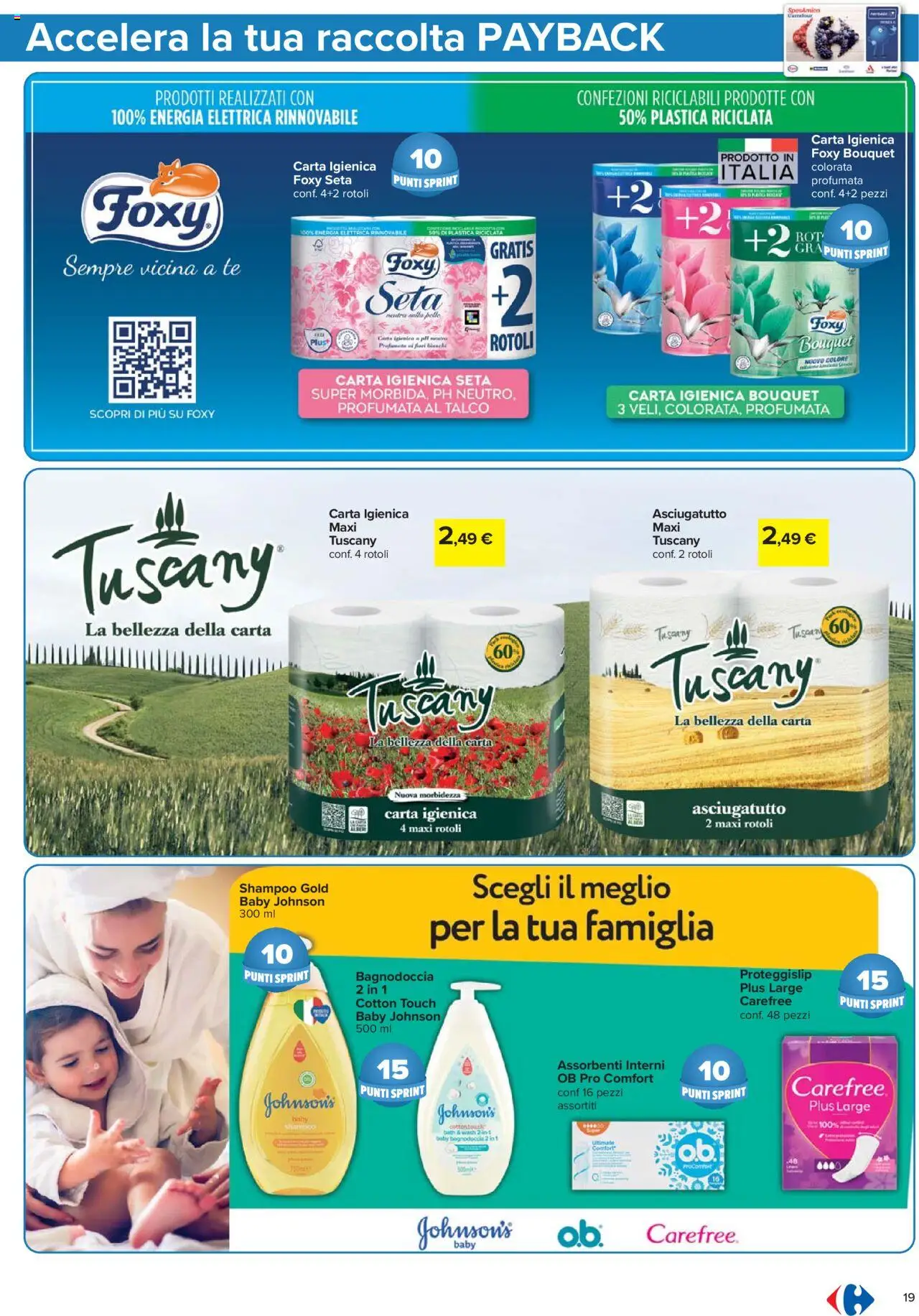 Volantino Carrefour del 07.08.2025 | Pagina: 19 | Prodotti: Shampoo, Carta igienica, Talco, Asciugatutto