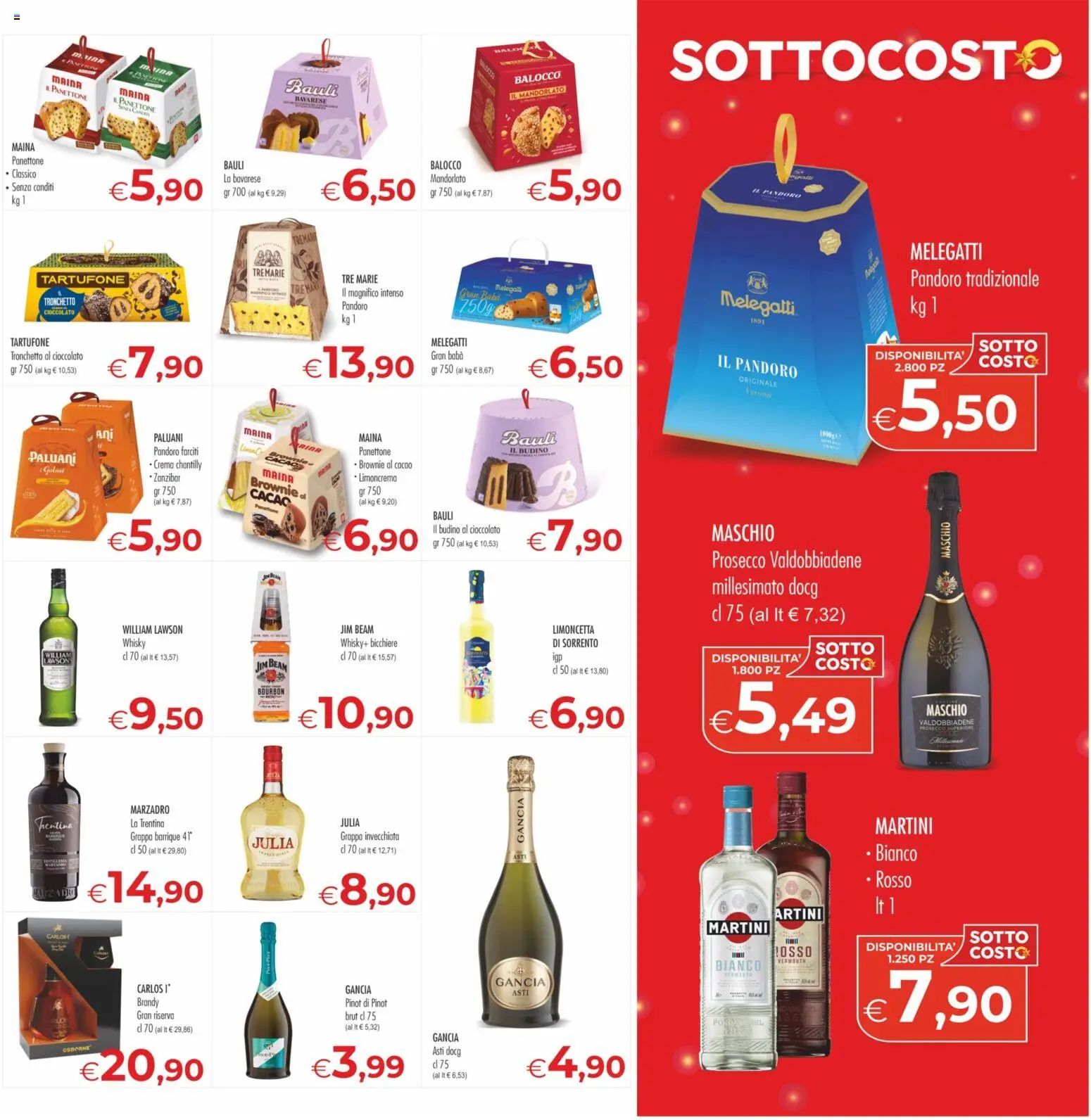 Volantino MerSi Supermercati del 29.11.2025 | Pagina: 3 | Prodotti: Bourbon, Prosecco, Whisky, Pandoro