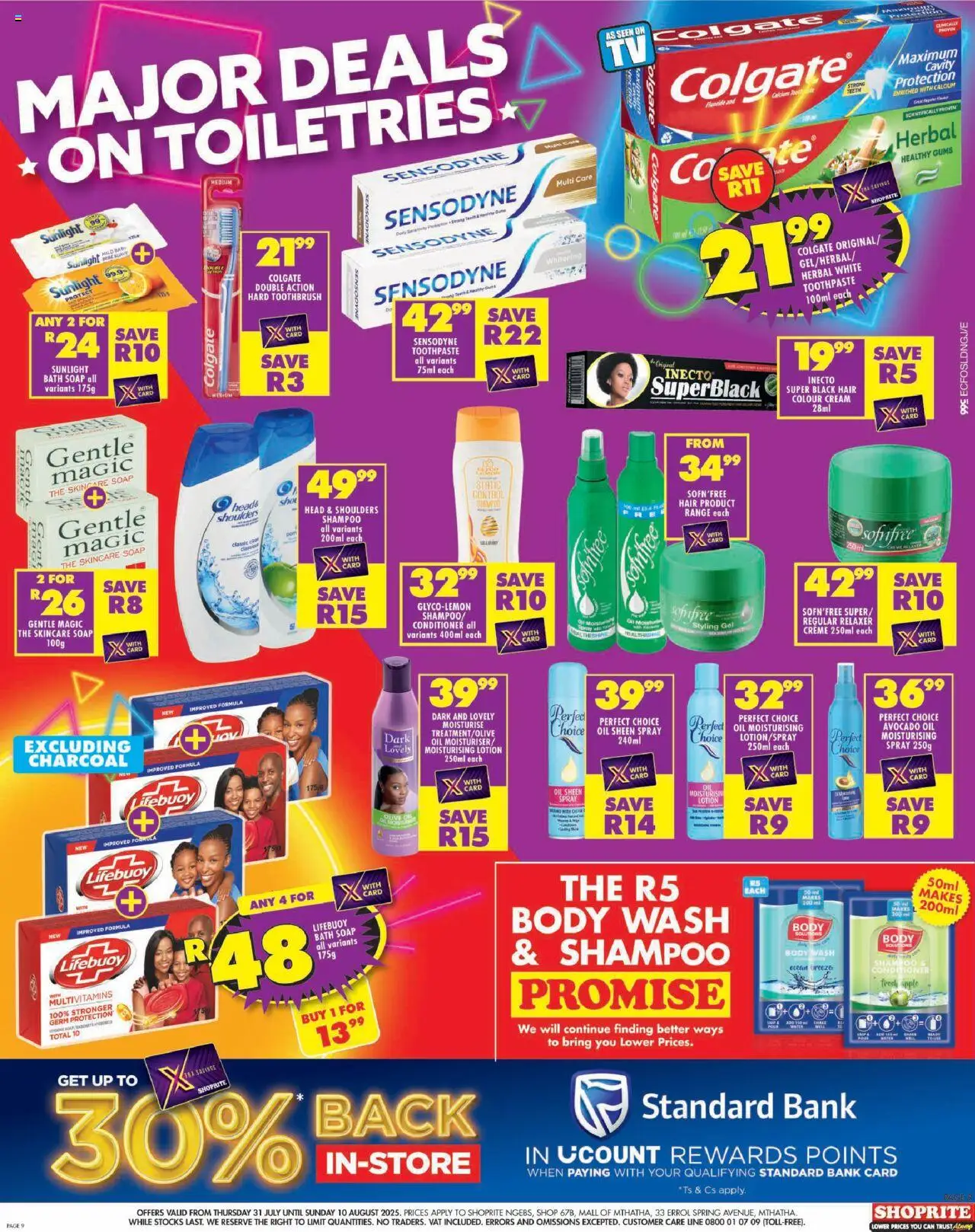 Shoprite Eastern Cape - Major Deals Grand Opening Ngebs │ valid from 31.07.2025 | Page: 9 | Products: Multivitamins, Galette de chaise, Toothbrush, Lotion
