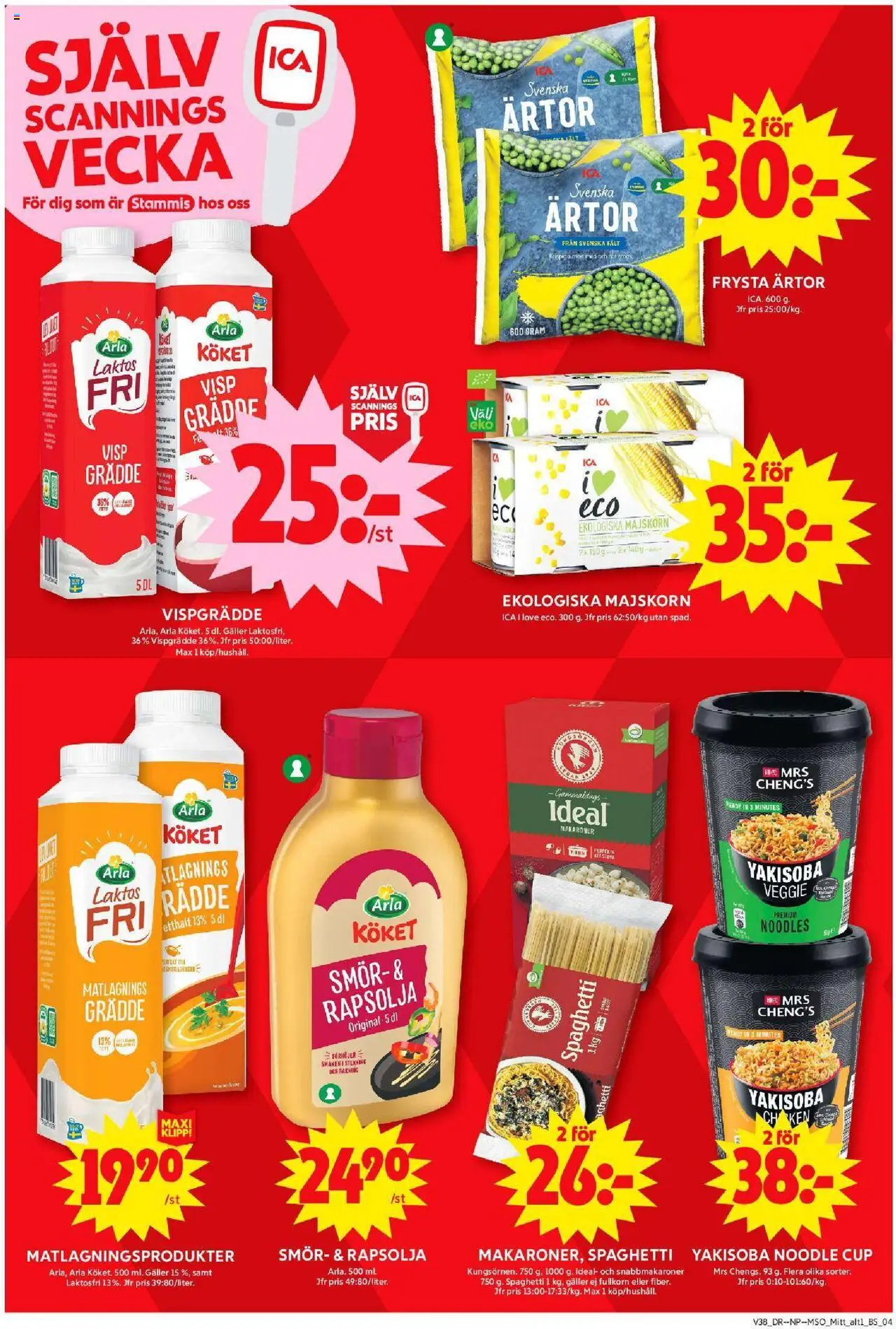 ICA Maxi reklamblad aktuell från 15.09.2025 | Sida: 7 | Produkter: Makaroner, Smör, Rapsolja, Pasta