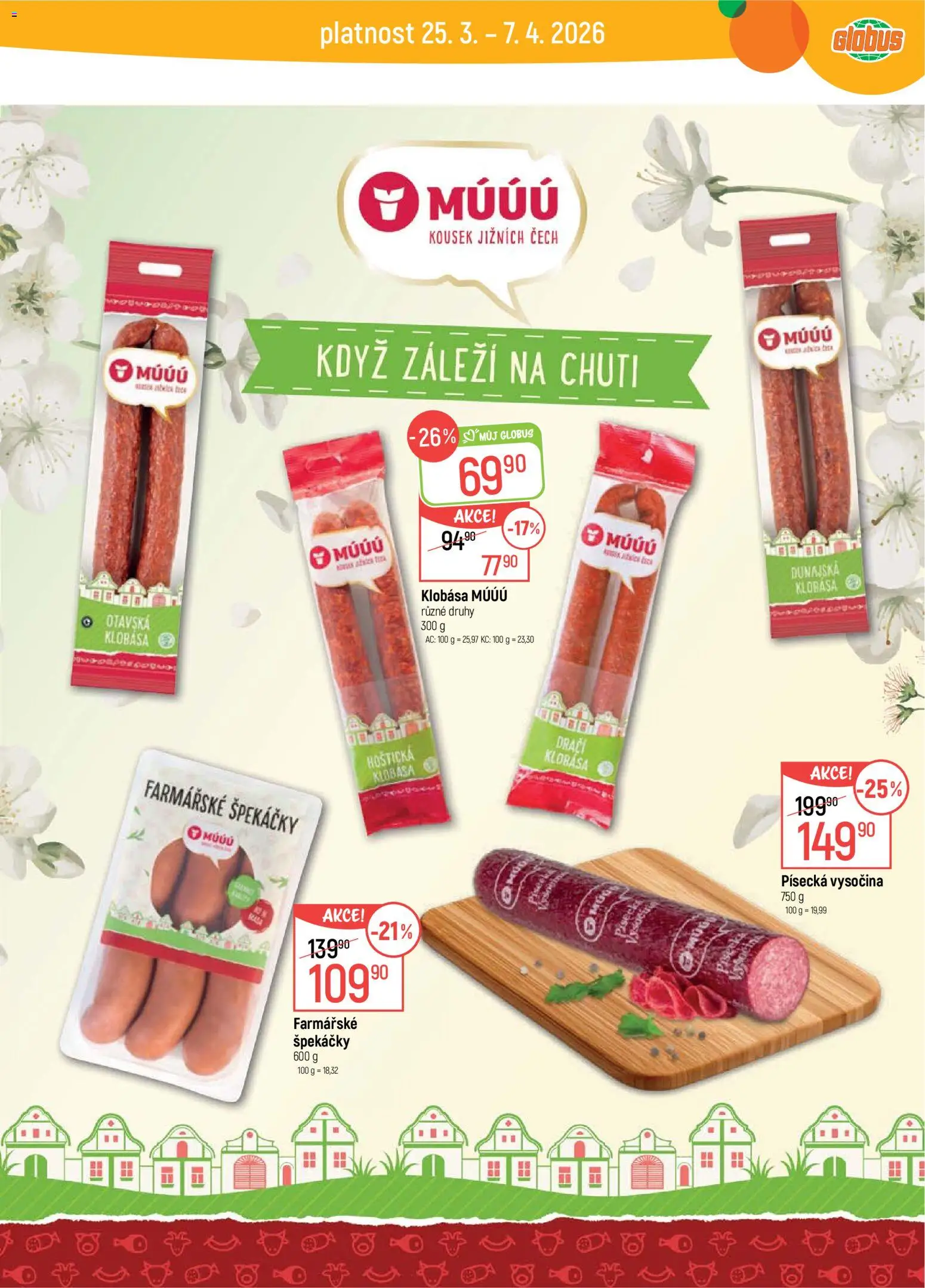 Globus leták - Ostrava od 25.03.2026 | Strana: 13 | Produkty: Globus, Špekáčky, Klobása, Vysočina