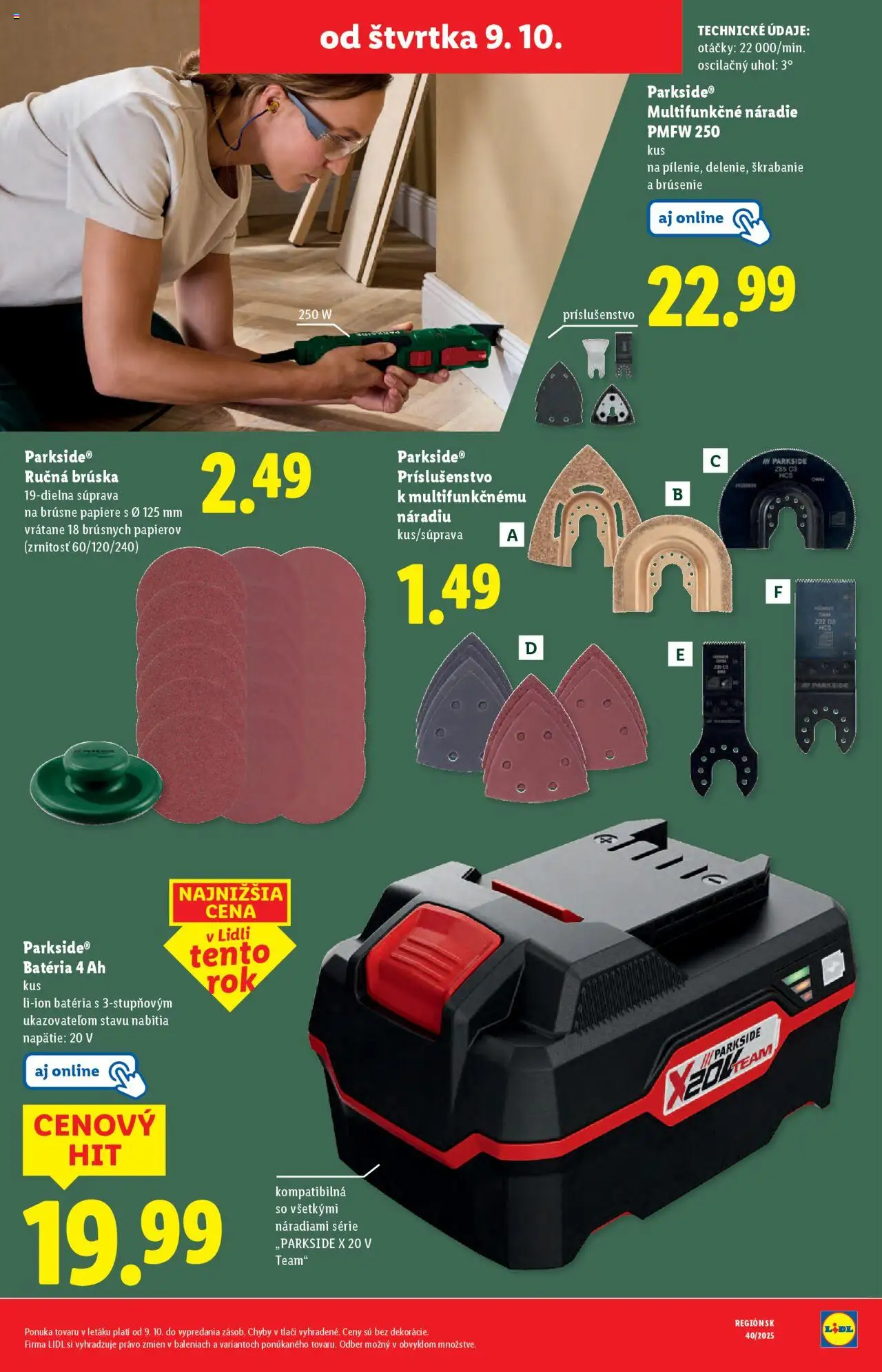 Nové Lidl akcie – leták je platný od 06.10.2025 | Strana: 94 | Produkty: Náradie, Parkside, Batéria