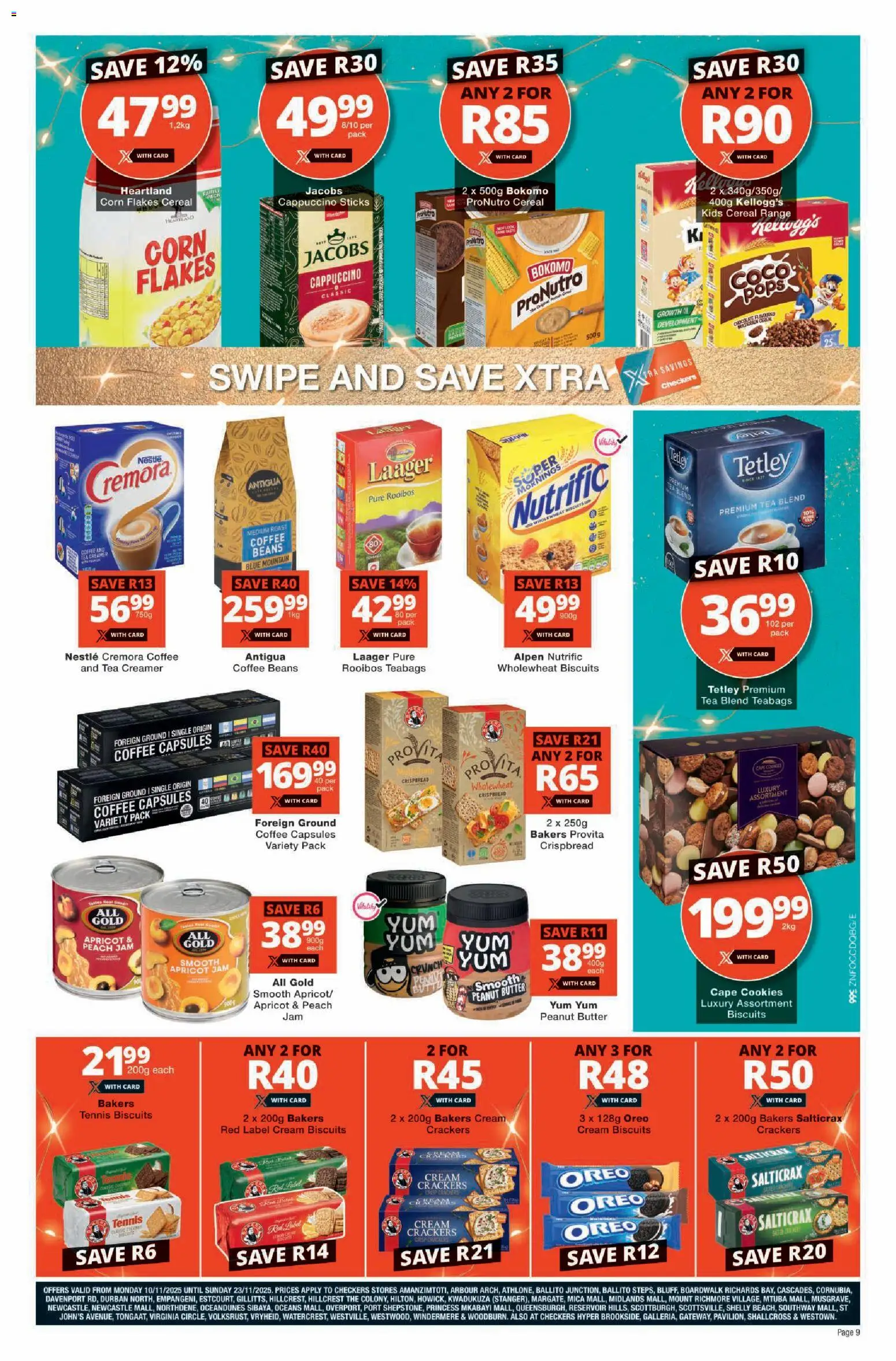 New Checkers catalogue – valid from 10.11.2025 | Page: 9 | Products: Jam, Biscuits, Coffee, Cream