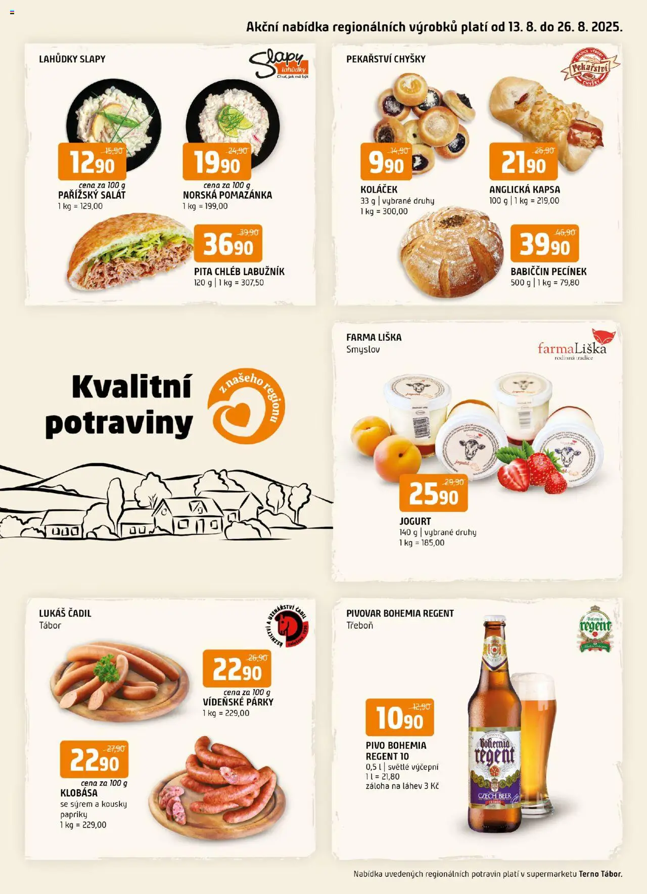Terno leták - Tábor od 13.08.2025 | Strana: 16 | Produkty: Jogurt, Klobása, Pita chléb, Láhev