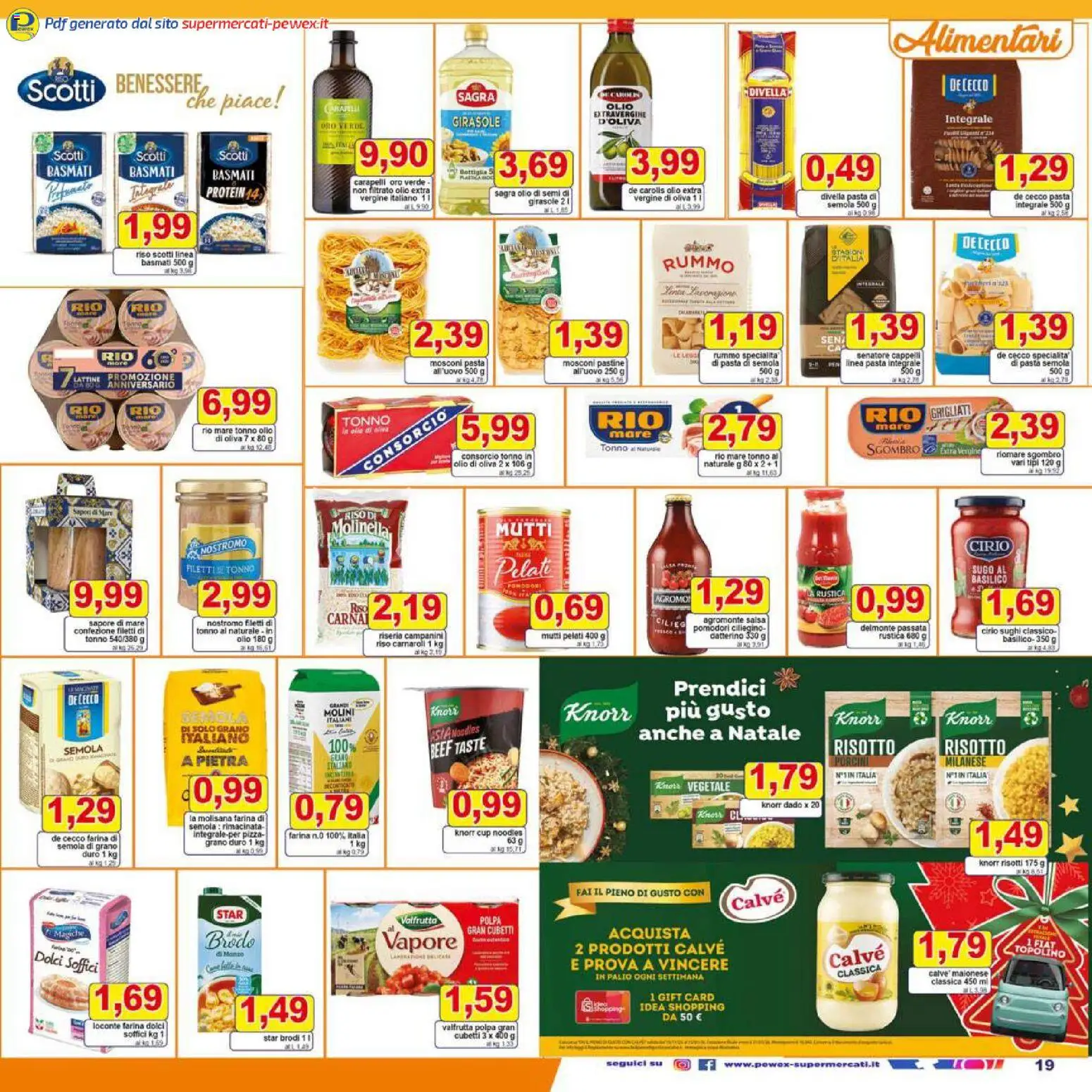 Volantino Pewex del 27.12.2025 | Pagina: 19 | Prodotti: Riso Carnaroli, Salsa, Olio, Pomodori