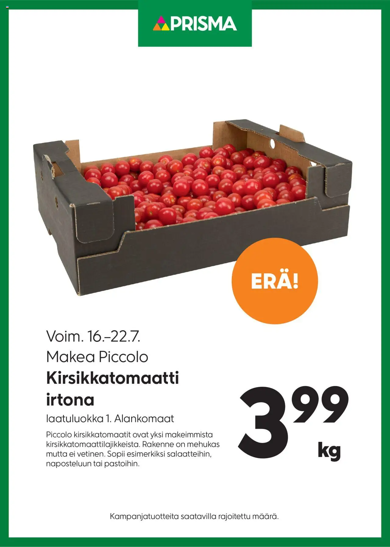  | Sivu: 1 | Tuotteet: Kirsikkatomaatti