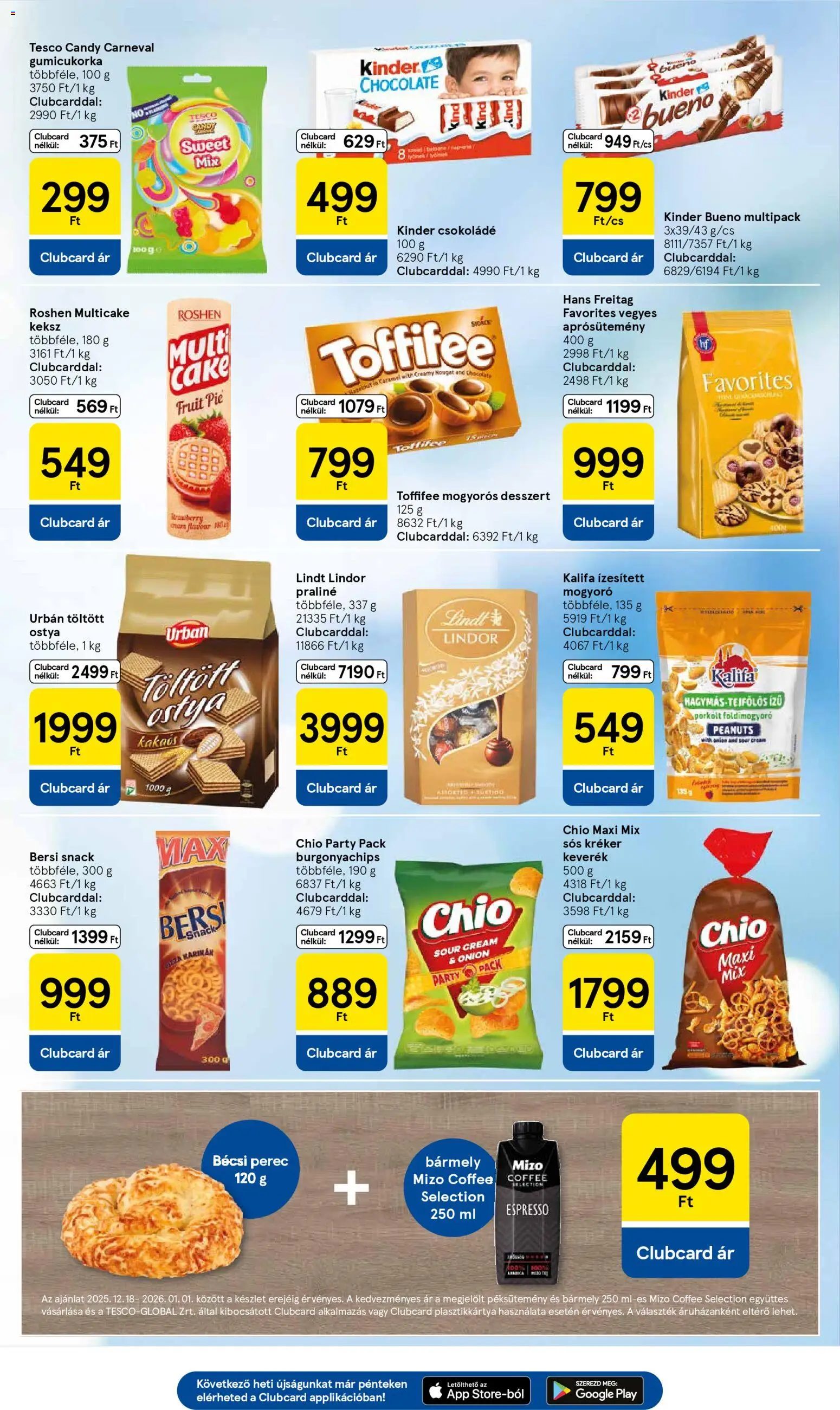 Tesco akciós ujság - amely érvényes a következő dátumtól: 27.12.2025 | Oldal: 19 | Termékek: Mogyoró, Kréker, Praliné, Toffifee