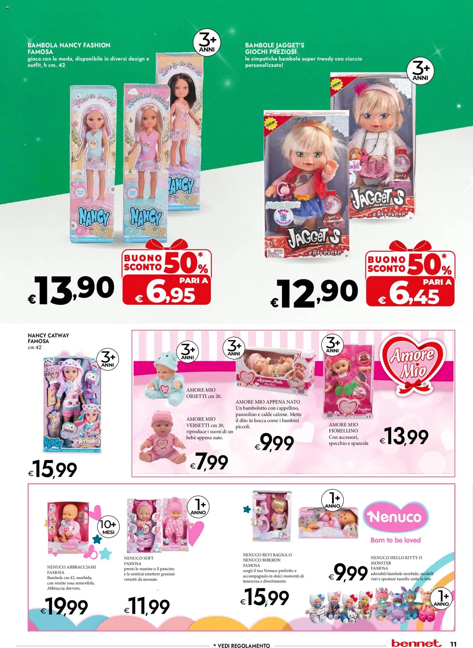 Volantino bennet del 06.11.2025 | Pagina: 11 | Prodotti: Spazzola, Vestito, Biberon, Specchio