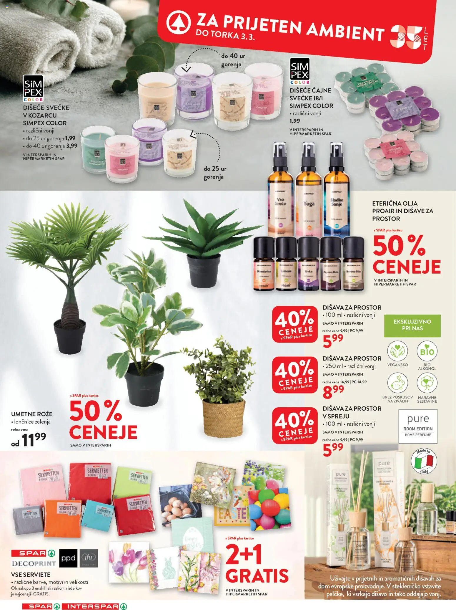 Novi Spar katalog ponudbe – veljaven od 18.02.2026 | Stran: 24 | Izdelki: Umetne rože, Lončnice, Disava, Dišave za prostor