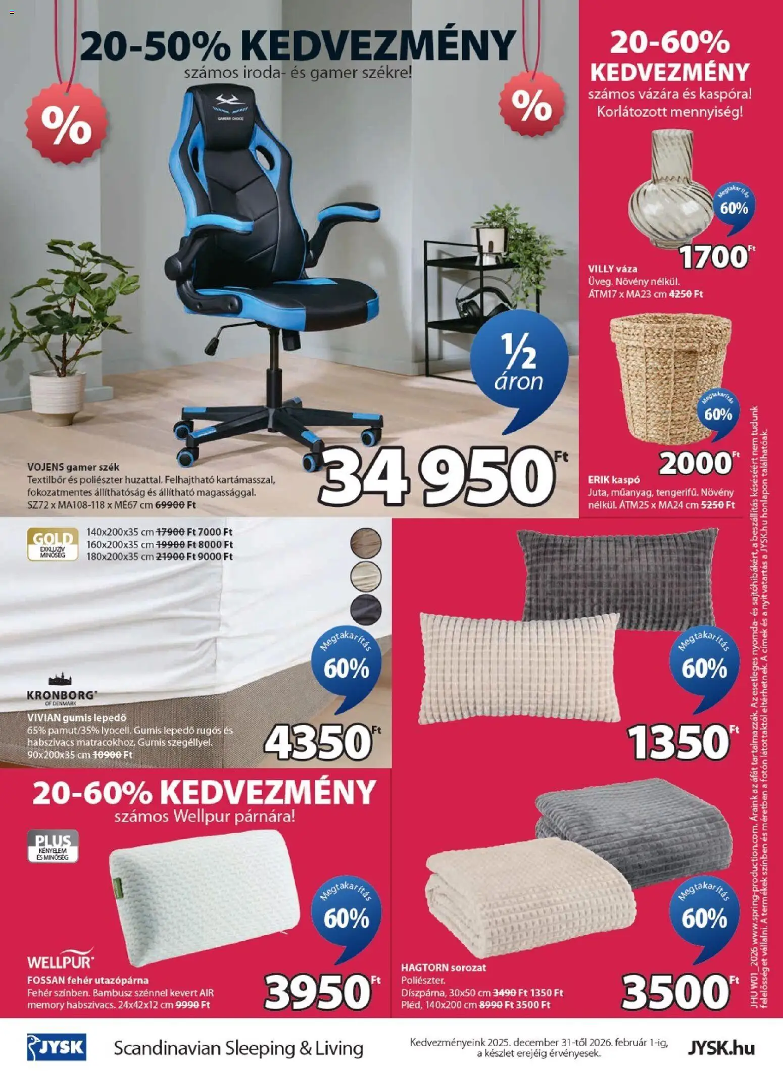 JYSK akciós ujság - amely érvényes a következő dátumtól: 31.12.2025 | Oldal: 24 | Termékek: Gamer szék, Gumis lepedő, Szék, Lepedő