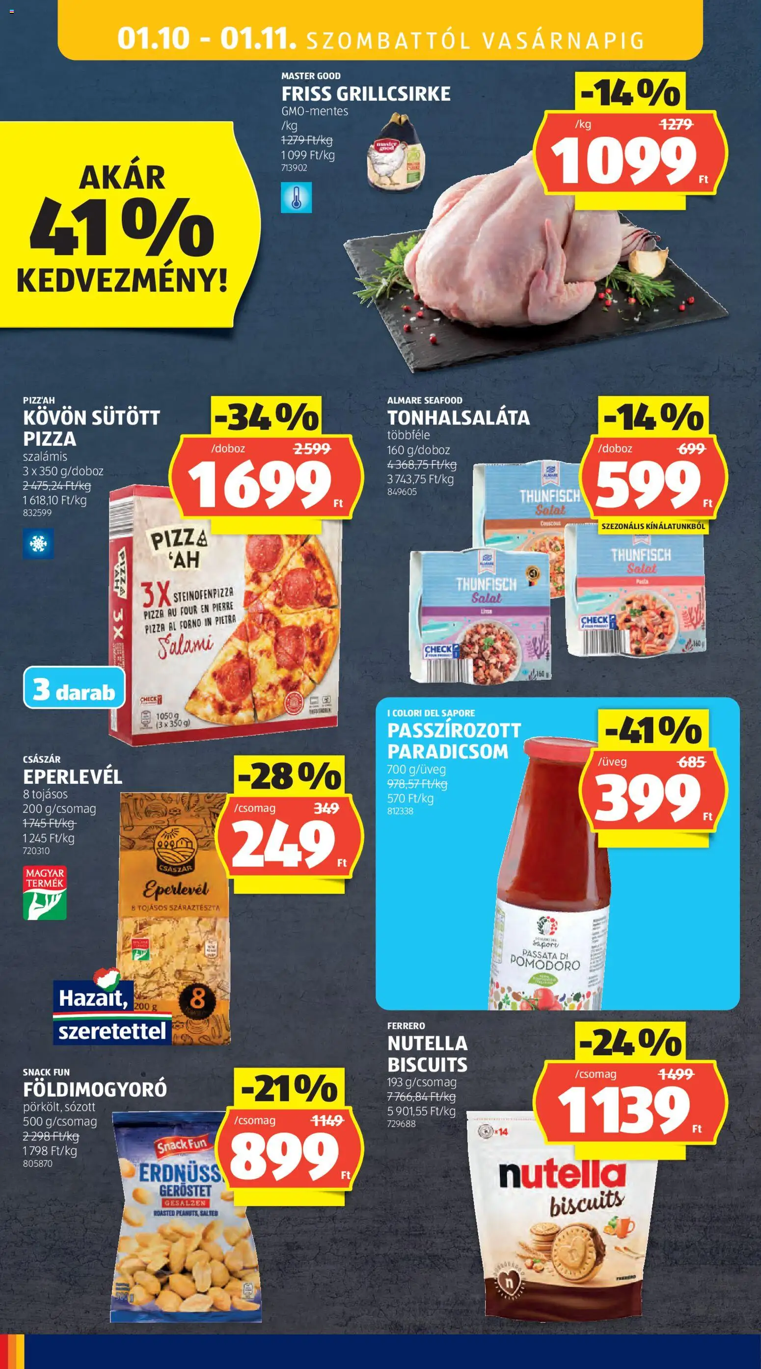 Aldi akciós ujság - amely érvényes a következő dátumtól: 08.01.2026 | Oldal: 24 | Termékek: Tonhalsaláta, Nutella, Pizza, Száraztészta