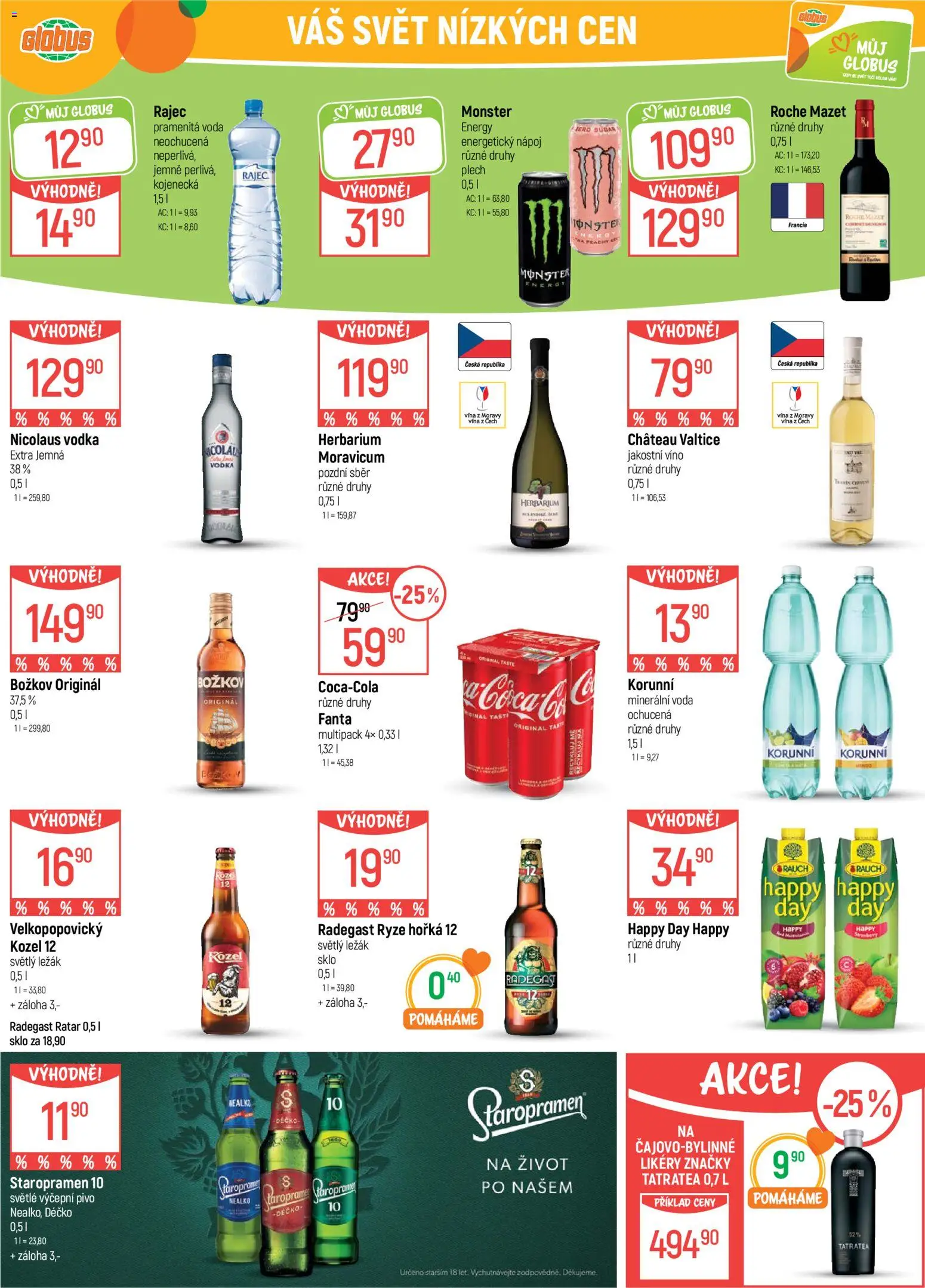 Globus leták - Plzeň od 08.04.2026 | Strana: 33 | Produkty: Staropramen 10, Radegast Ryze Hořká 12, Božkov originál, Tatratea