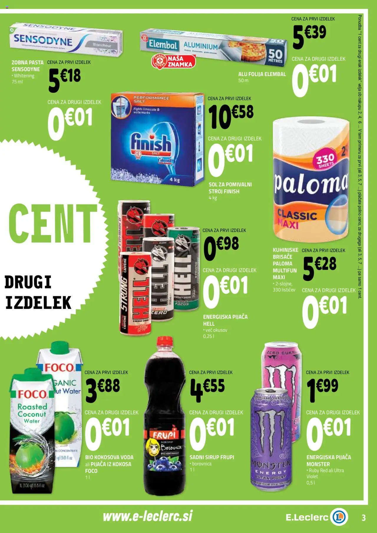 Novi E.leclerc katalog ponudbe – veljaven od 08.10.2025 | Stran: 3 | Izdelki: Pomivalni stroj, Sirup, Tonnelle, Voda