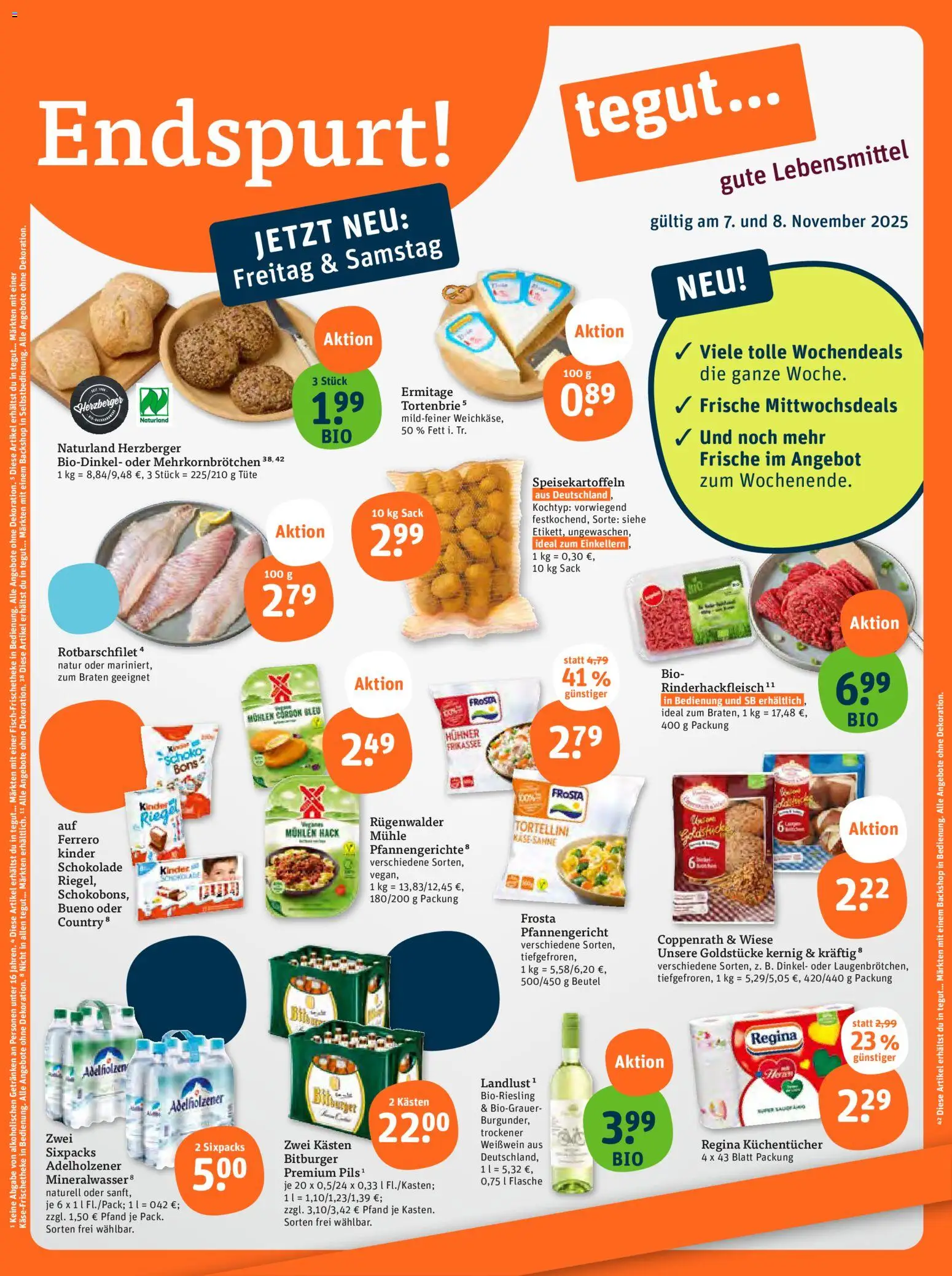 Tegut Prospekt 	 – gültig ab 03.11.2025 | Seite: 1 | Produkte: Bitburger, Mühle, Schokolade, Adelholzener