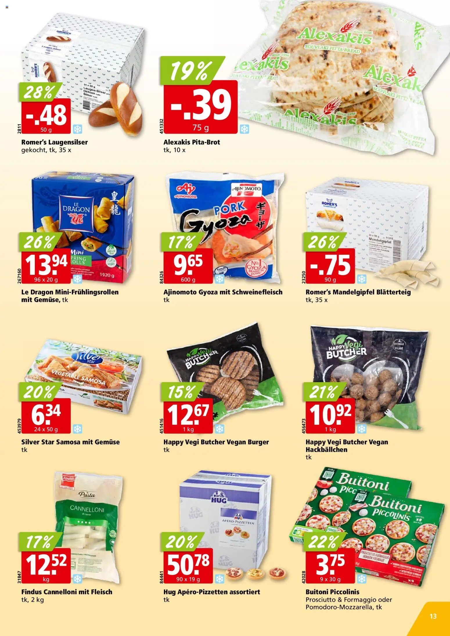 Aligro aktionen Chavannes, Matran, Genf, Sitten – gültig ab 30.03.2026 | Seite: 13 | Produkte: Burger, Schweinefleisch, Gemüse, Pasta