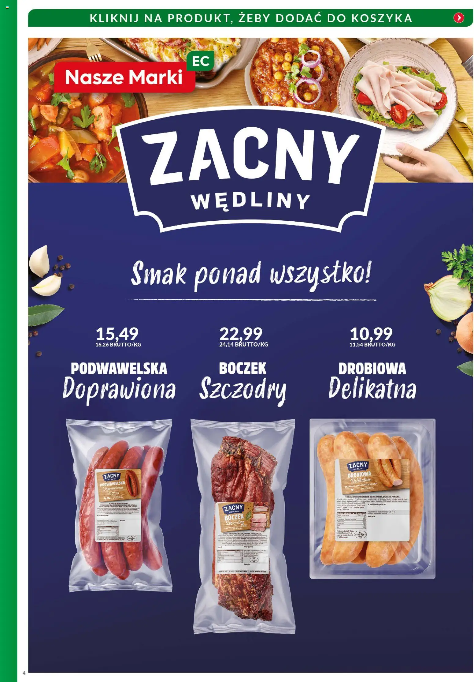Eurocash Gazetka - Katalog Wędlin od 01.12.2025 | Strona: 4 | Produkty: Boczek, Wędliny