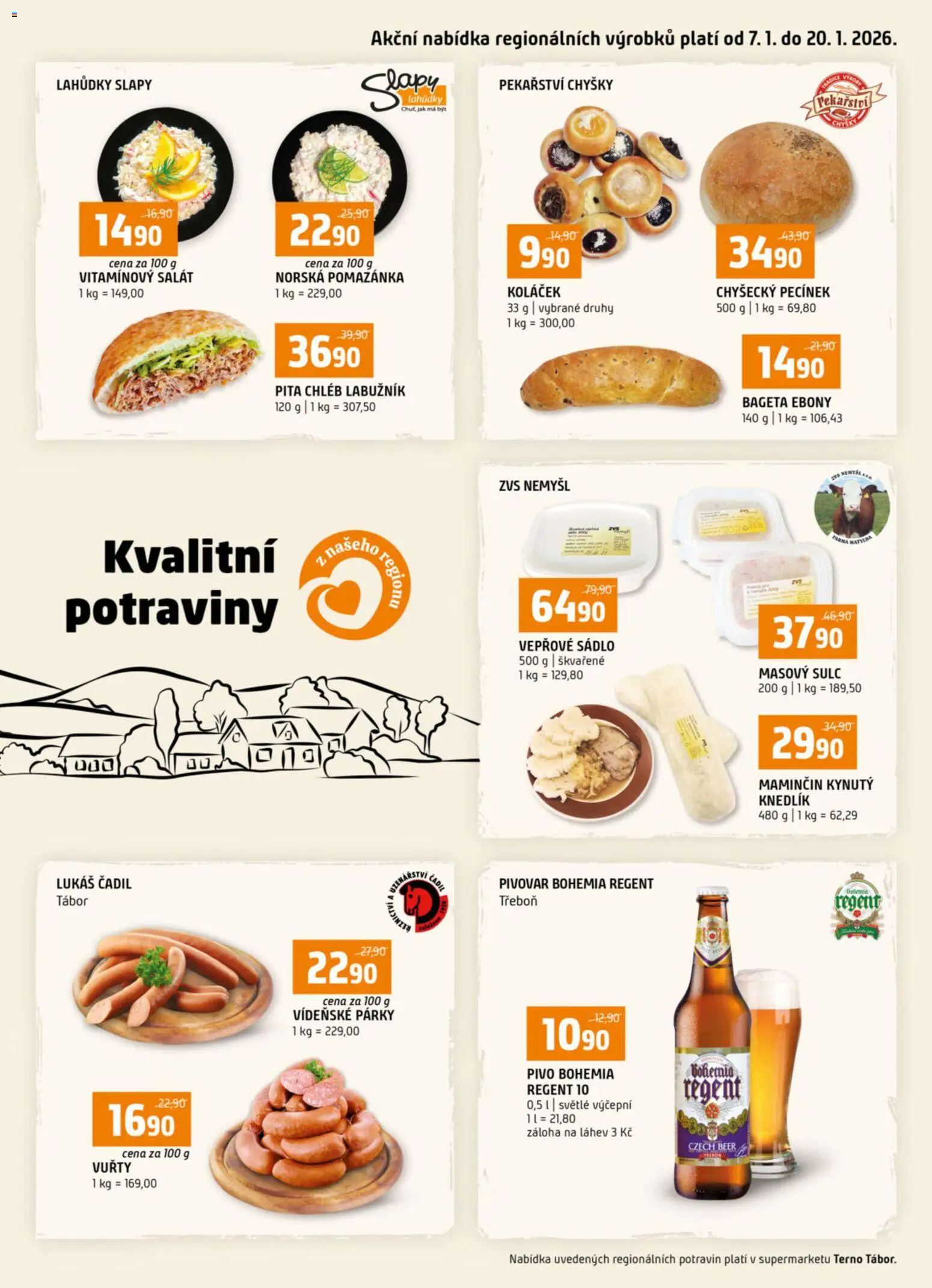 Terno leták - Tábor od 07.01.2026 | Strana: 16 | Produkty: Sádlo, Chléb, Vídeňské párky, Láhev