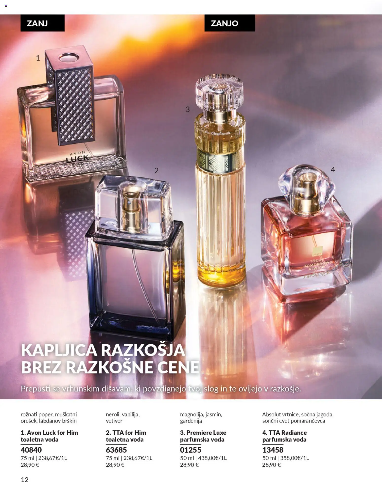 Novi Avon katalog ponudbe – veljaven od 29.12.2025 | Stran: 12 | Izdelki: Voda, Toaletna voda, Parfumska voda