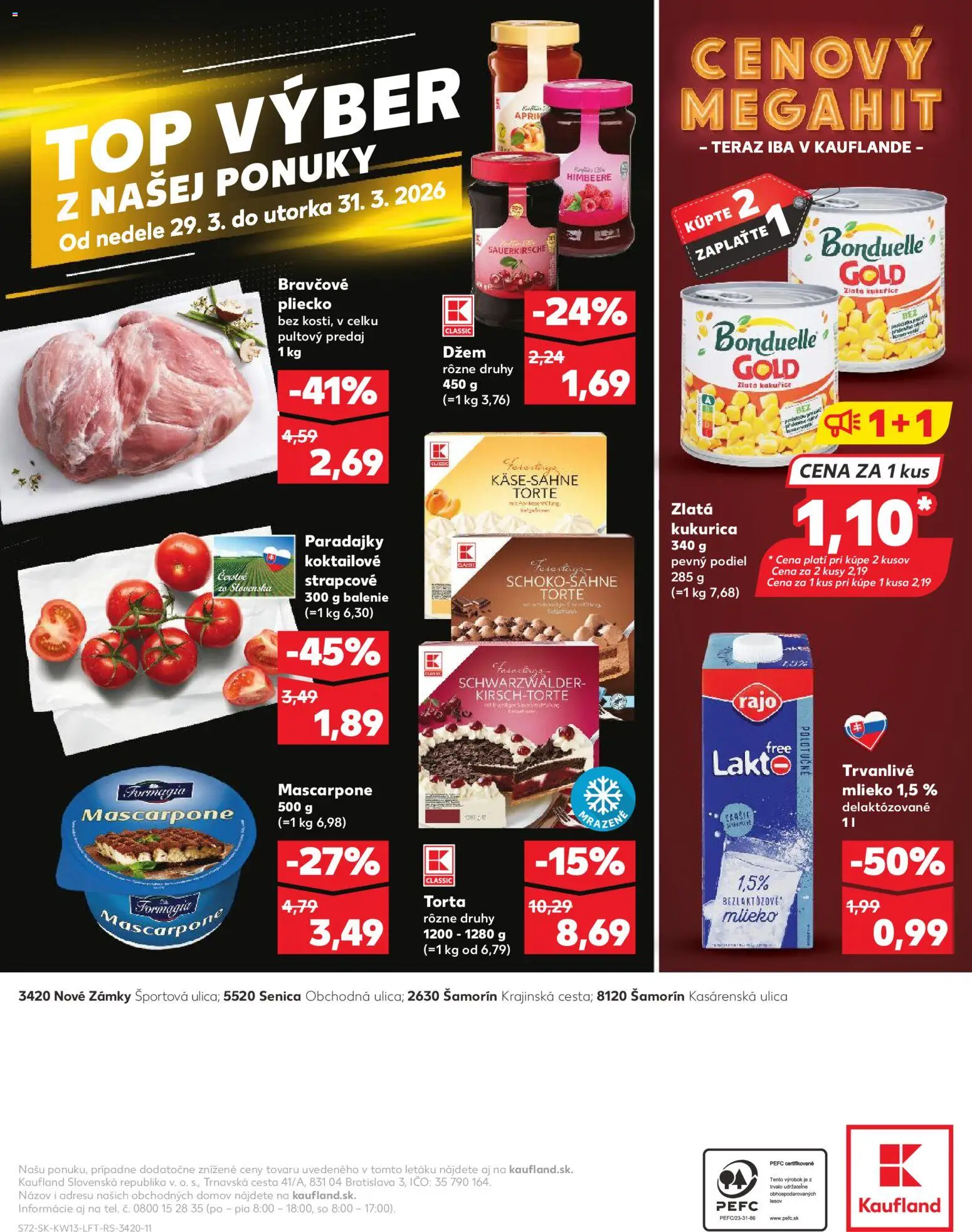 Nové Kaufland akcie – leták je platný od 26.03.2026 | Strana: 72 | Produkty: Mlieko, Paradajky, Torta, Trvanlivé mlieko