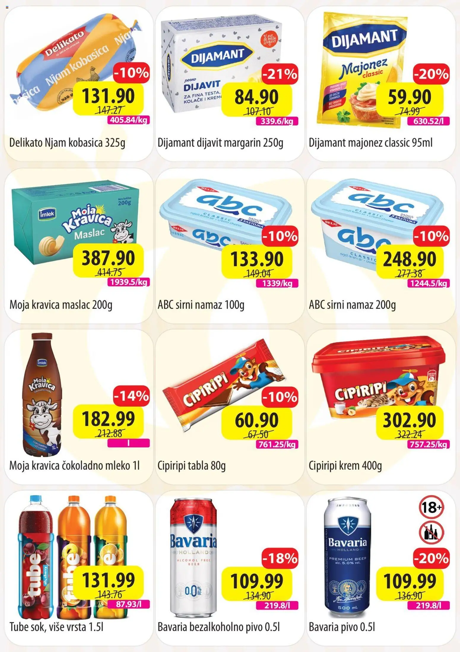 Senta Promet katalog - važi od 12.01.2026 | Strana: 2 | Proizvode: Čokoladno mleko, Margarin, Sir, Kobasica