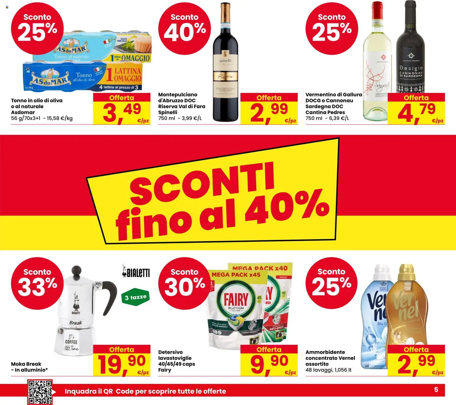 Volantino Eurospar del 22.01.2026 | Pagina: 5 | Prodotti: Ammorbidente, Olio, Lavastoviglie, Tonno al naturale