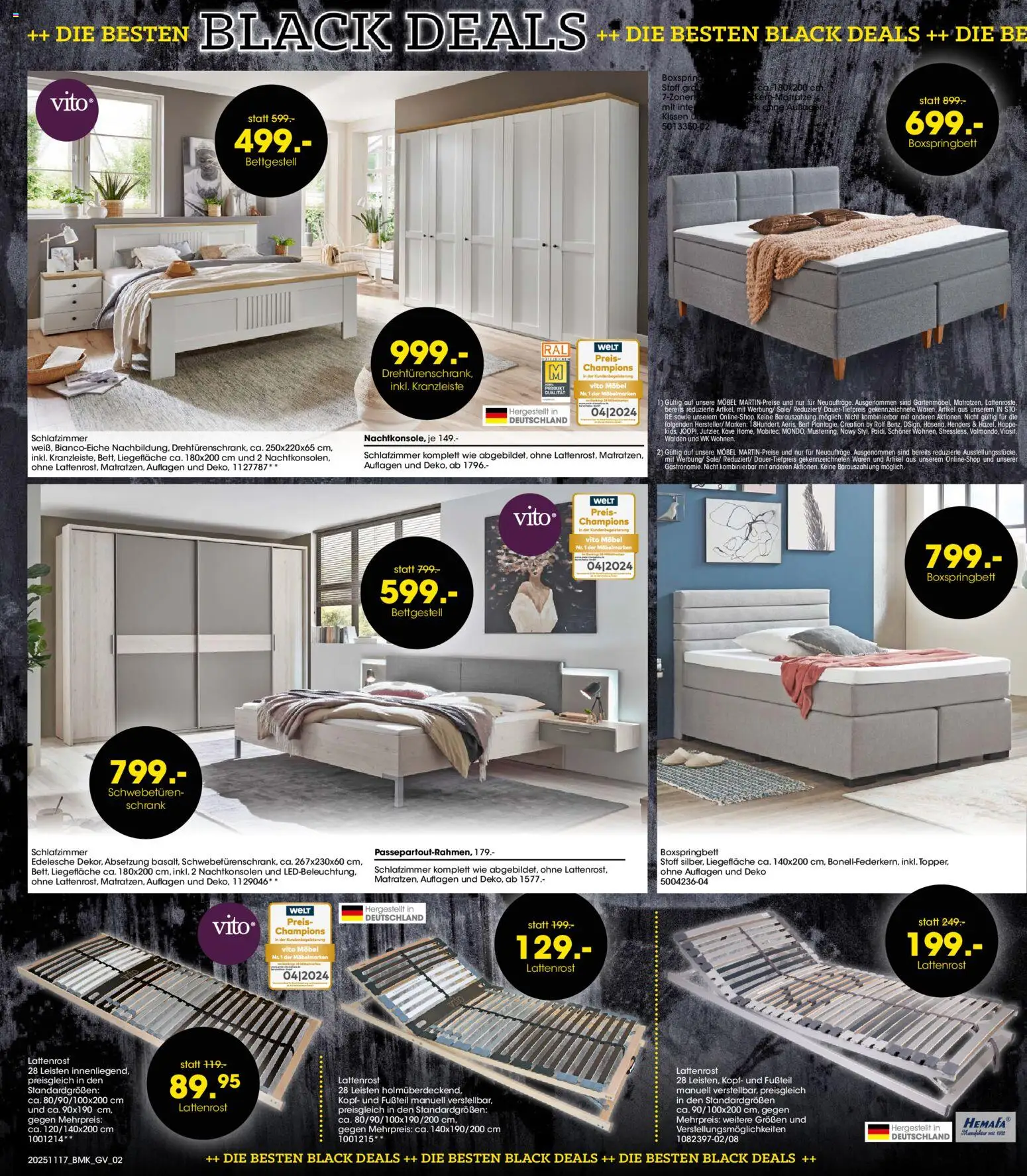Möbel Martin - Black Friday – gültig ab 17.11.2025 | Seite: 2 | Produkte: Lattenrost, Boxspringbett, Schrank