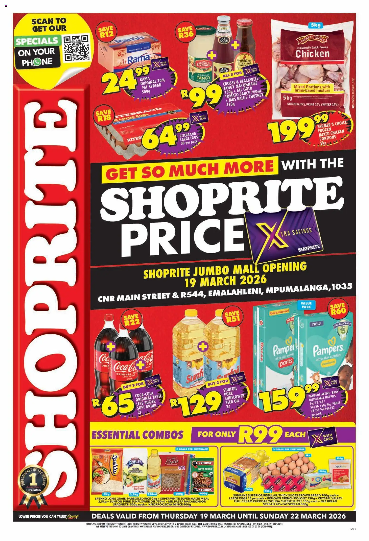 New Shoprite - Gauteng - Easter Deals Store Opening Jumbo Mall  catalogue – valid from 19.03.2026 | Page: 1 | Products: Chutney, Bread, Polony, Chicken
