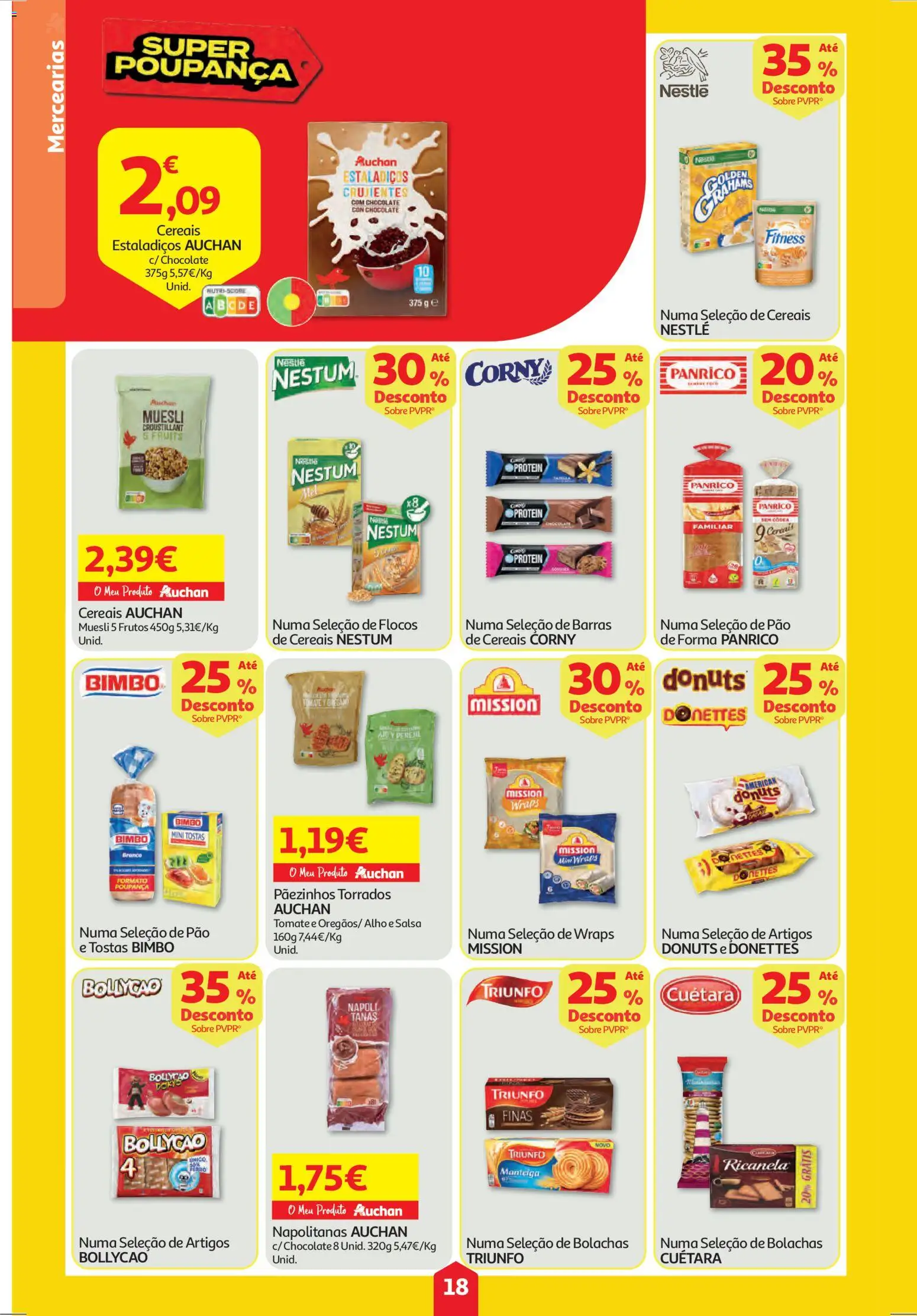 Auchan folheto │ válido de 26.03.2026 | Página: 18 | Produtos: Bolachas, Tostas, Tomate, Flocos