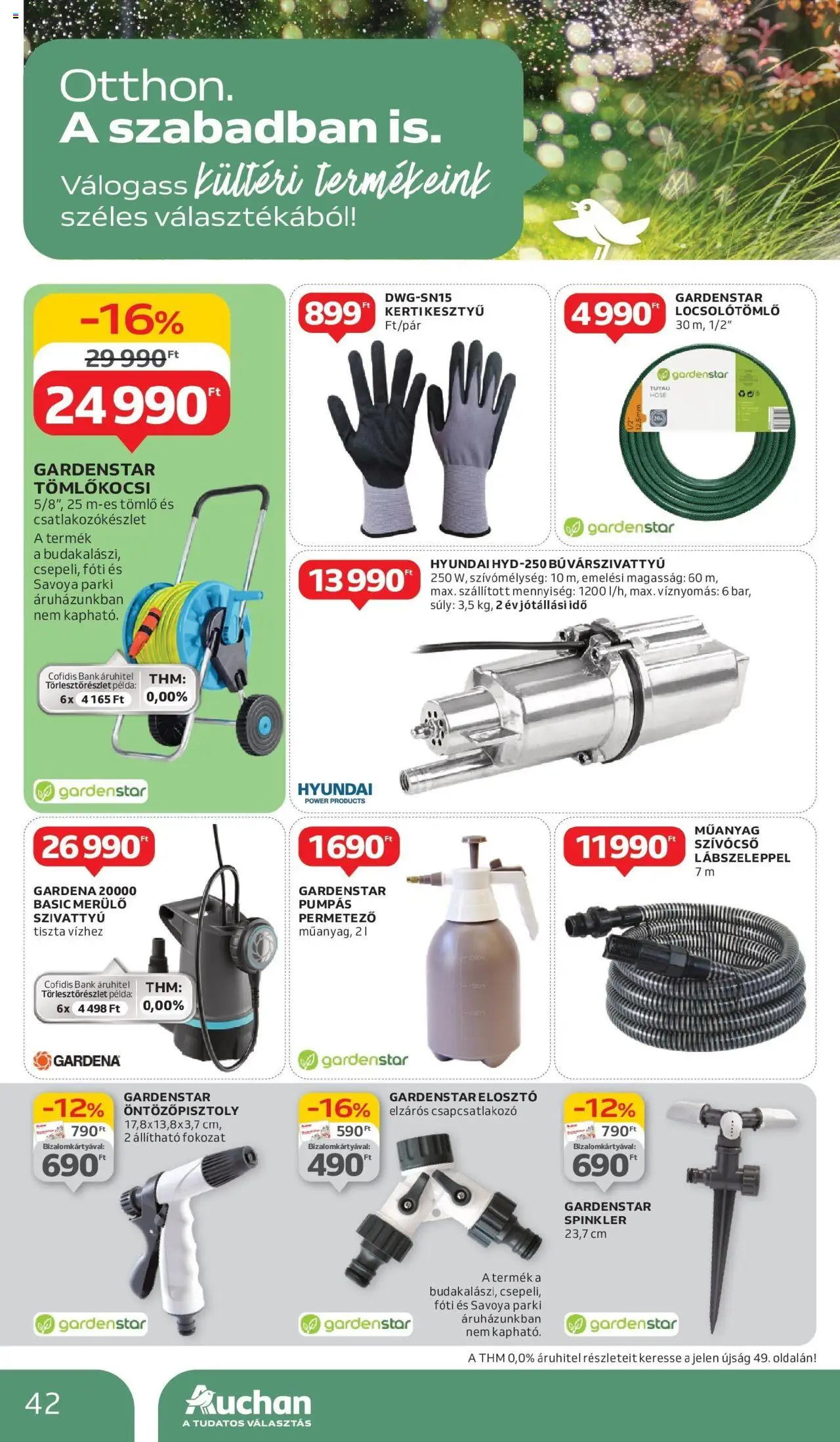 Auchan akciós ujság - amely érvényes a következő dátumtól: 29.05.2025 | Oldal: 42 | Termékek: Permetező, Tömlő, Locsolótömlő, Szivattyú