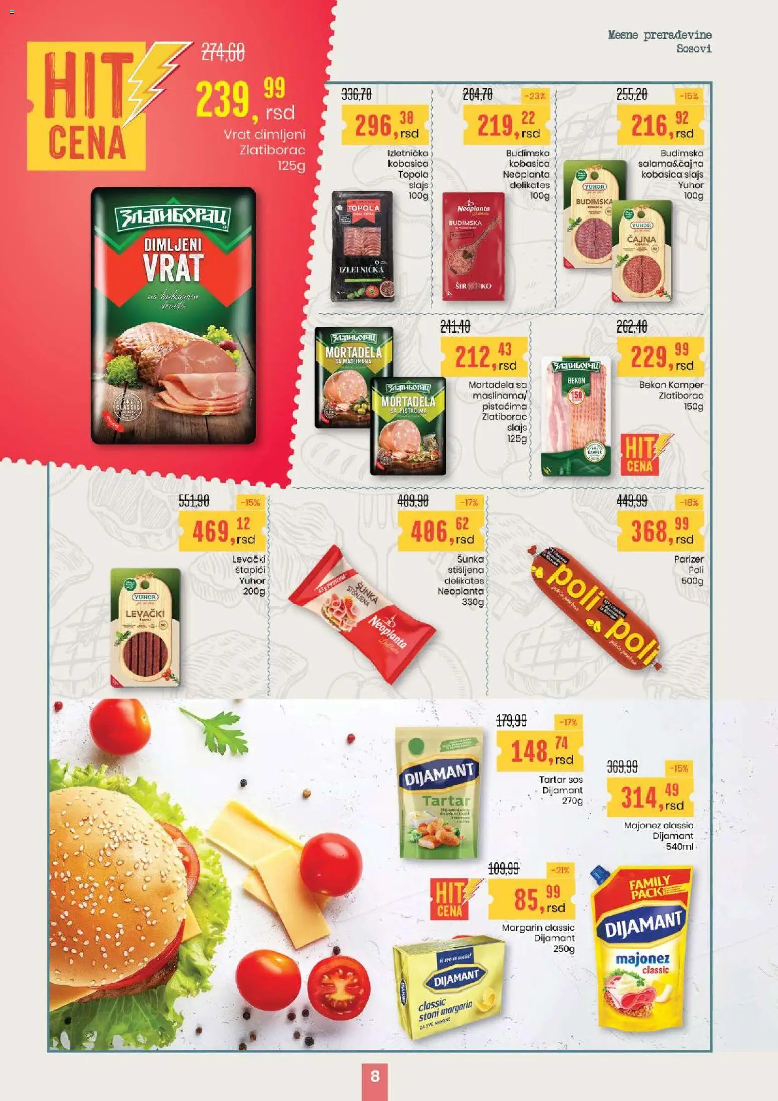 Aroma Market katalog - važi od 13.11.2025 | Strana: 8 | Proizvode: Majonez, Parizer, Sir, Kobasica