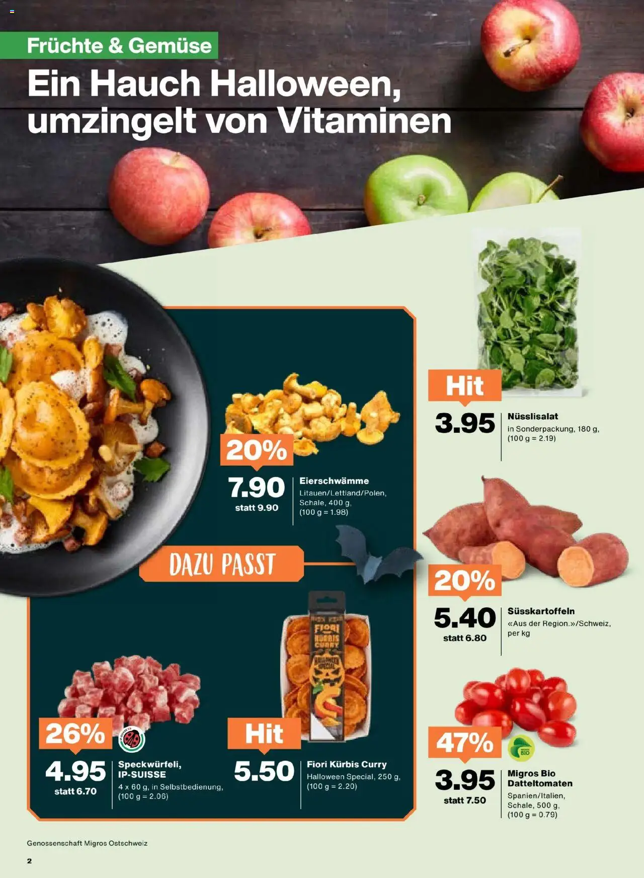 Migros Aktionen – gültig ab 21.10.2025 | Seite: 2 | Produkte: Gemüse, Kürbis, Früchte