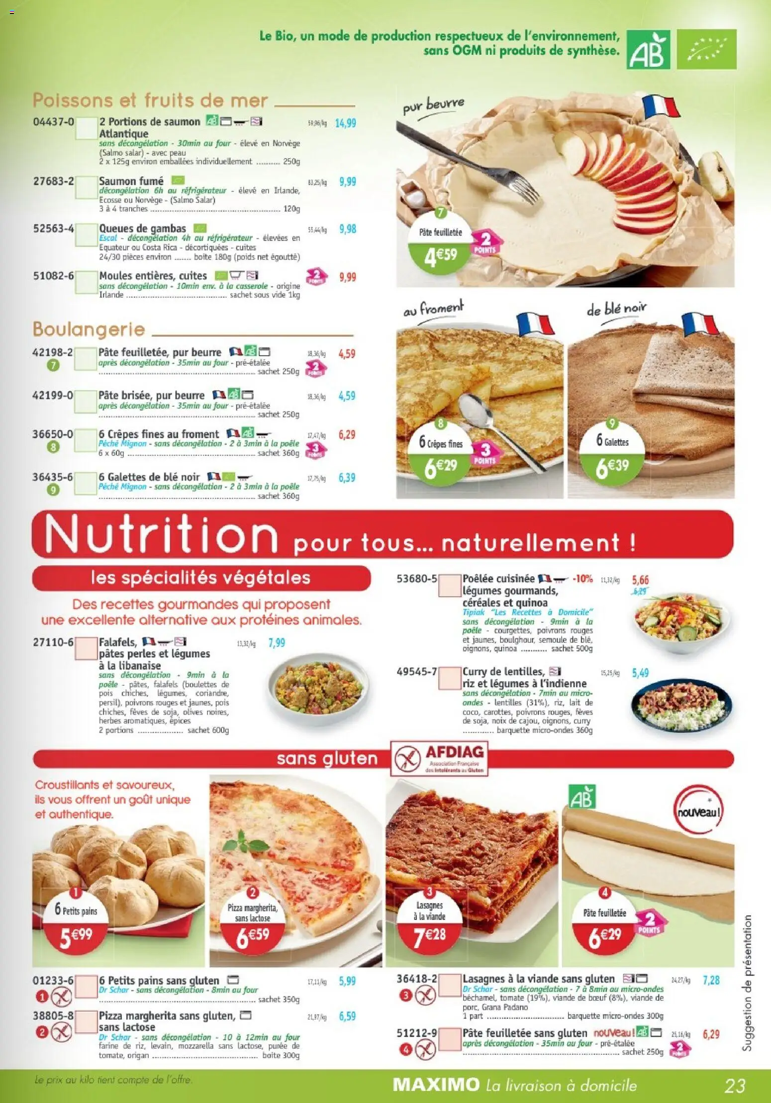 {H1} | Page: 23 | Produits: Olives, Réfrigérateur, Lasagnes, Pizza