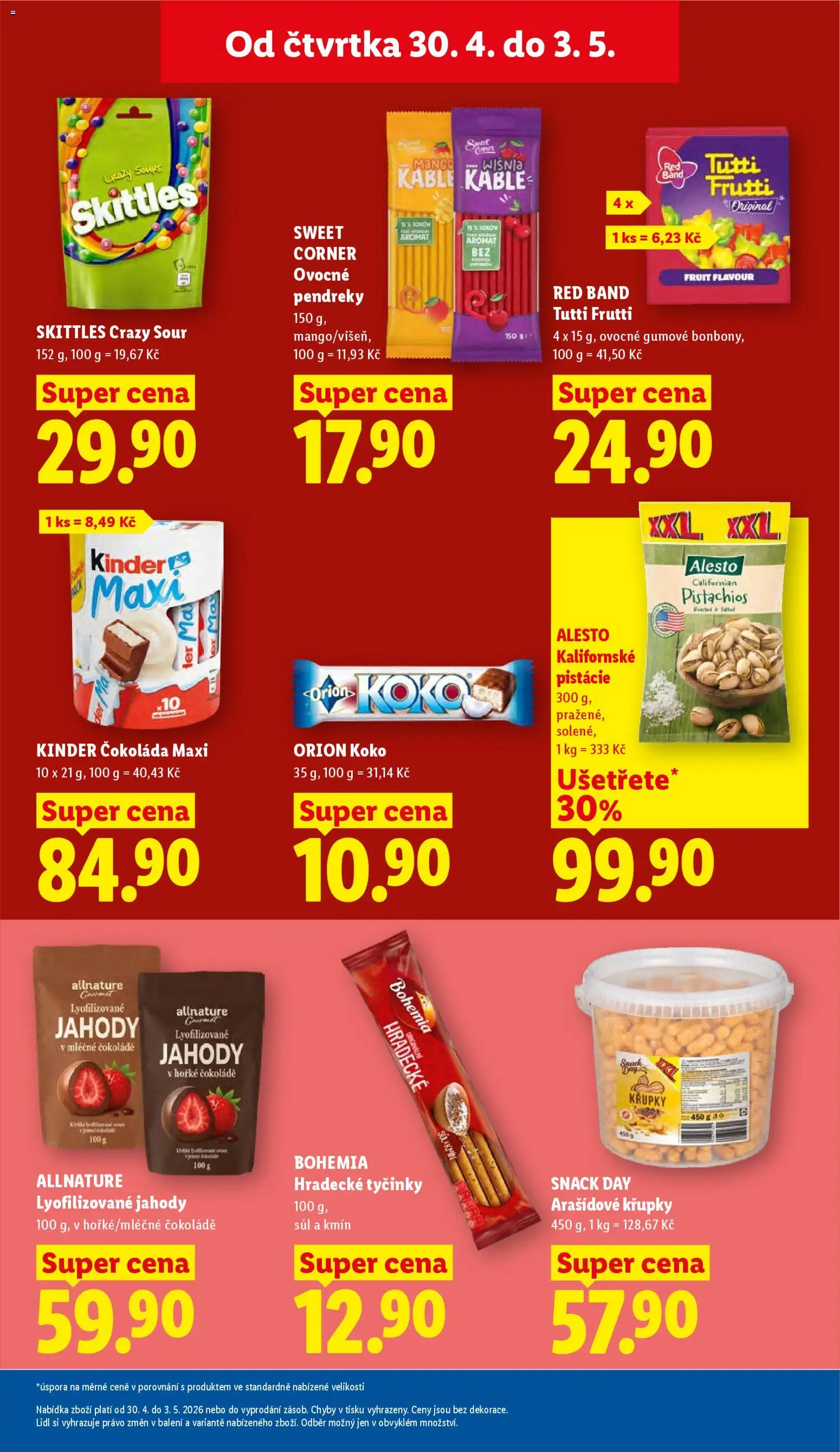 Lidl leták od 30.04.2026 | Strana: 23 | Produkty: Gourmet, Kinder čokoláda, Jahody, Skittles
