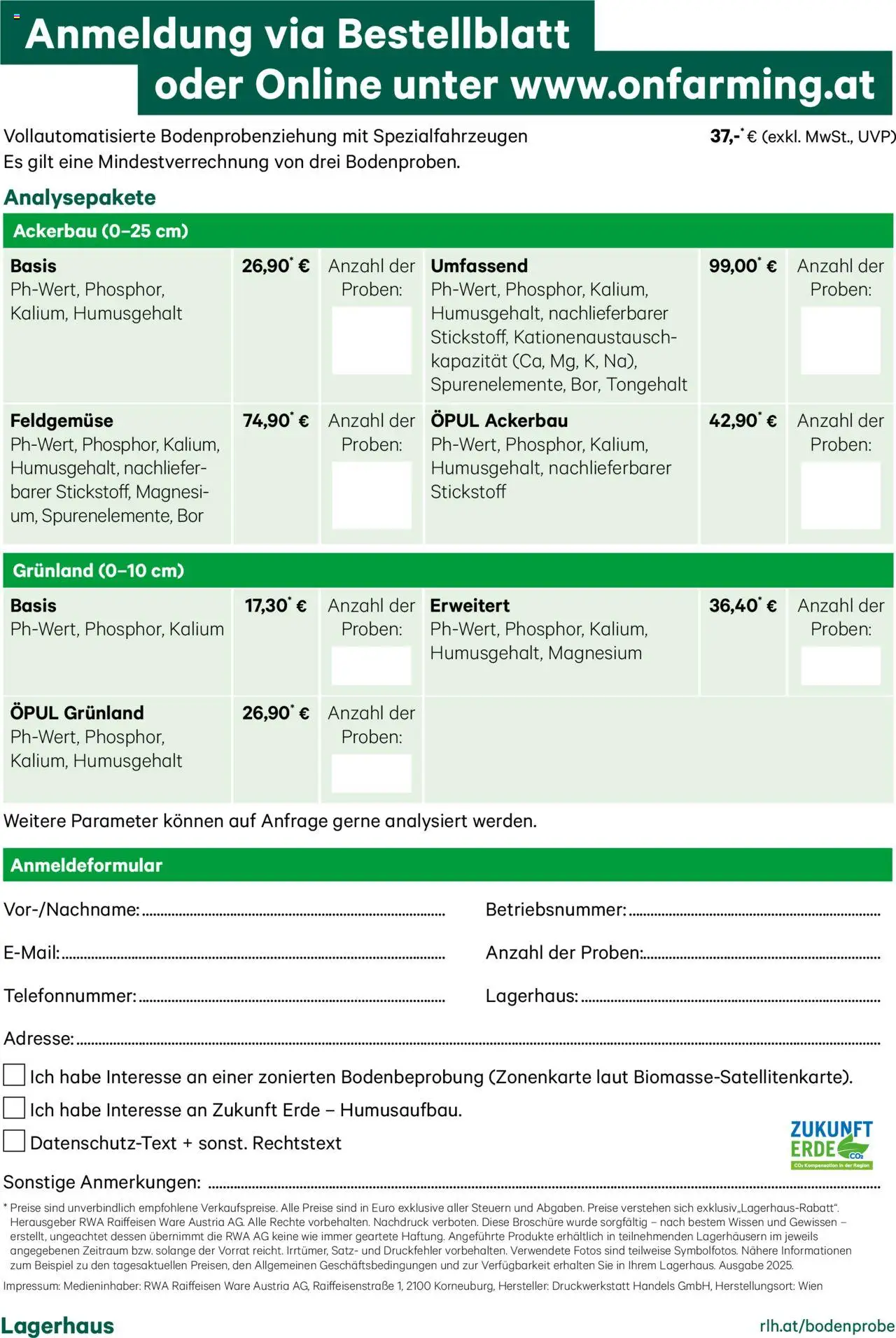 Lagerhaus Bodenprobenanalyse-Ackerbau gültig ab 22.05.2025 | Seite: 2