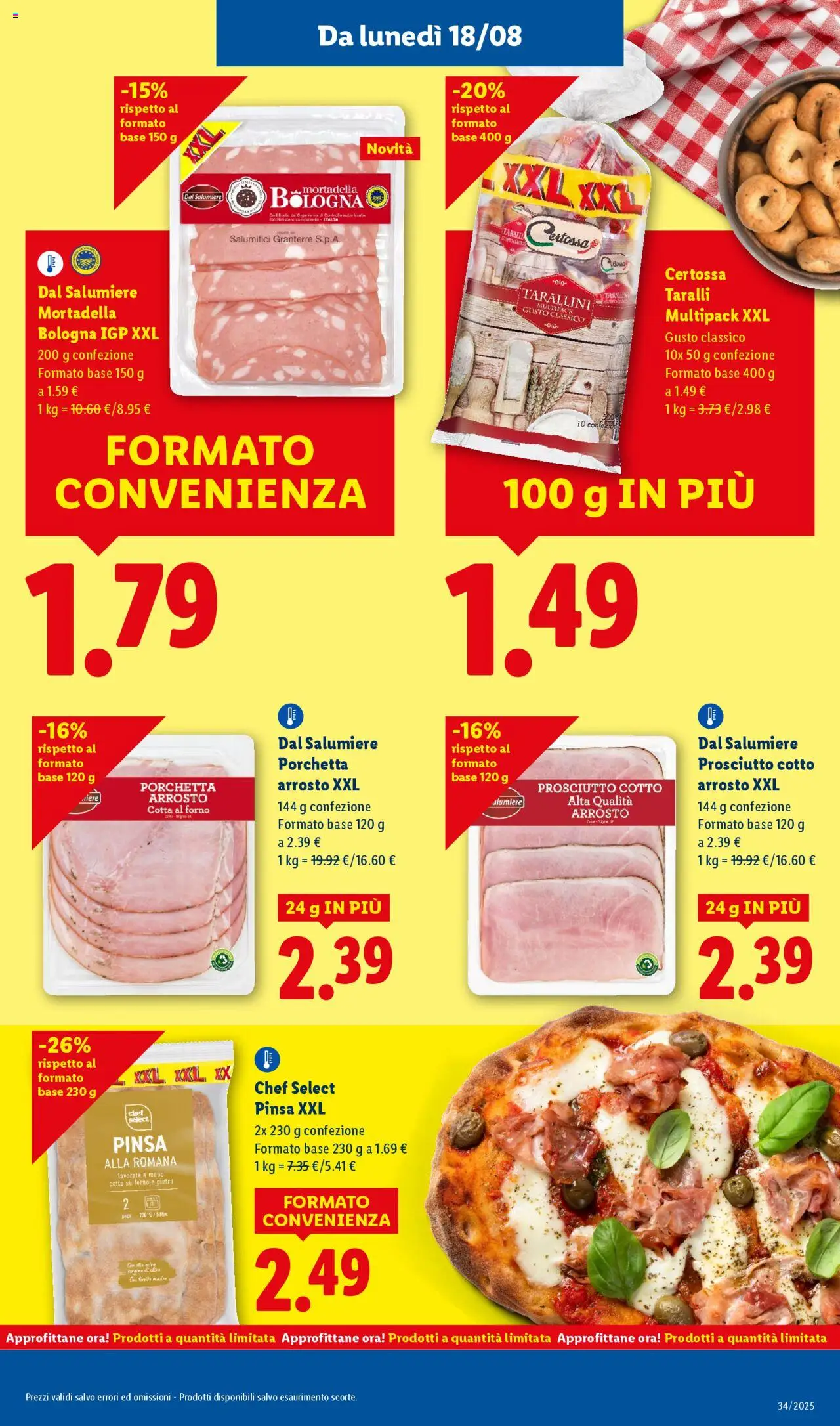 Volantino Lidl del 18.08.2025 | Pagina: 11 | Prodotti: Porchetta, Mortadella, Taralli, Forno